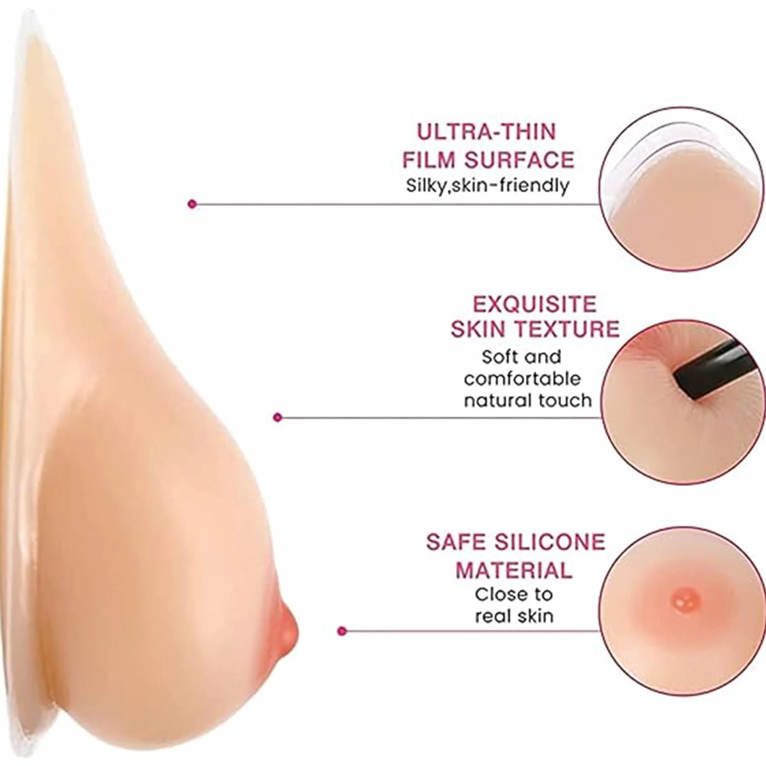 Silikonowe piersi/sztuczne piersi samoprzylepne realistyczne 1 para B-EE Cup protezy piersi do protezy mastektomii Crossdress transwestyta Cosplay,Nude,EE|Cup (1600g/Pair)