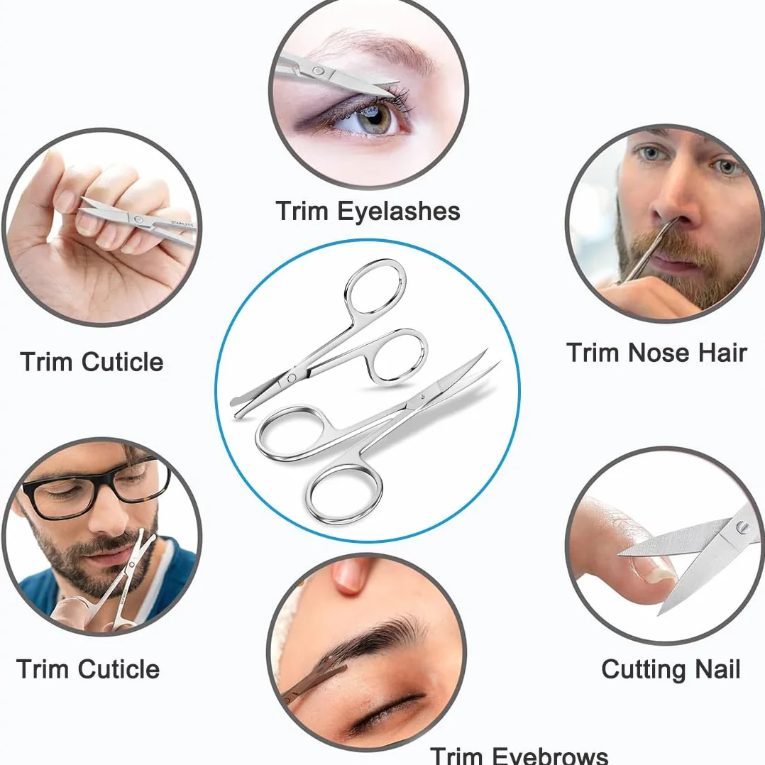 2 szt. Nożyczki do manicure, profesjonalne nożyczki do paznokci, wyjątkowo ostre zakrzywione nożyczki do paznokci, ze stali nierdzewnej, zakrzywione, ze stali węglowej, do cięcia skórek, przycinania