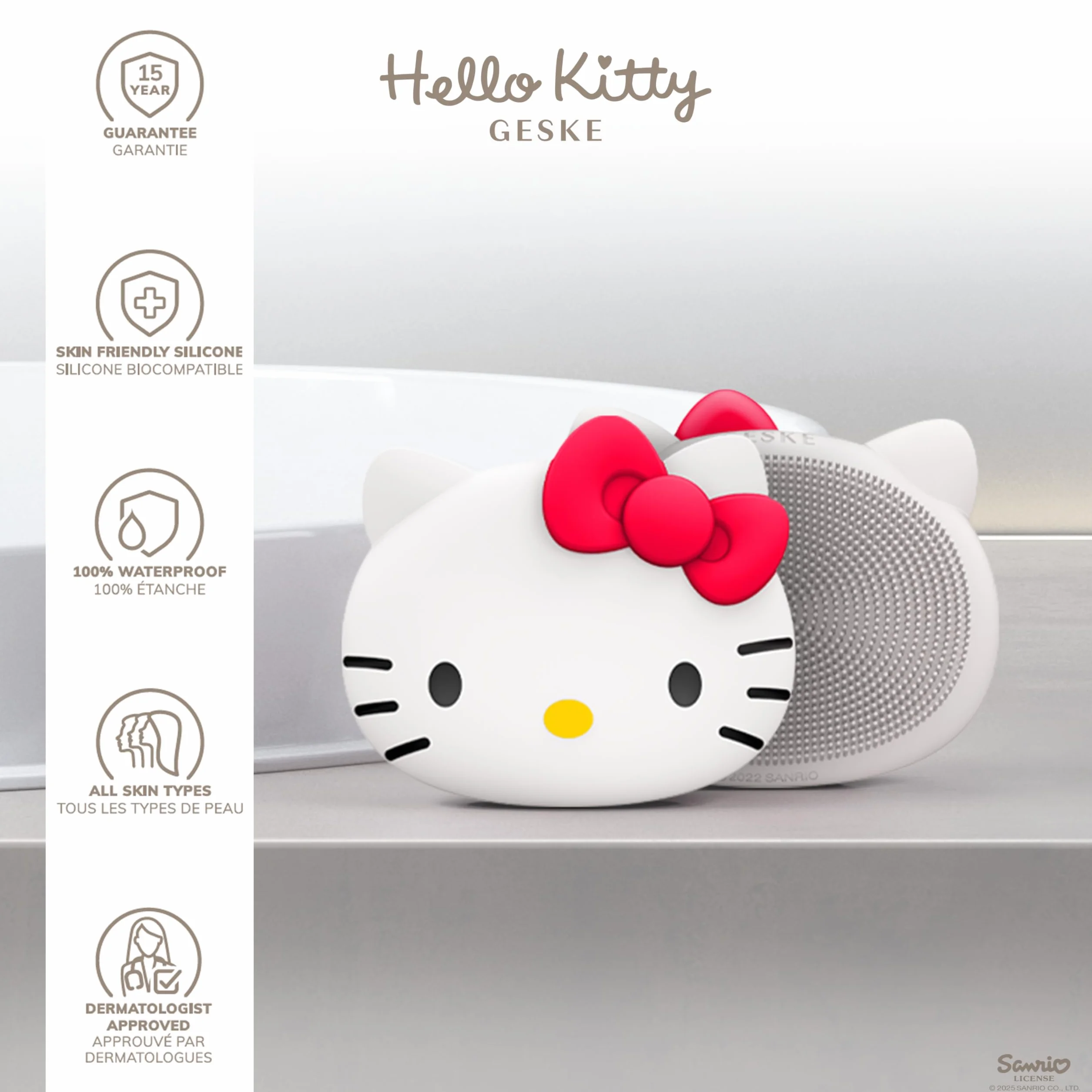 GESKE x Hello Kitty | Szczoteczka do twarzy SmartAppGuided™ | 3 w 1 | Szczoteczka do twarzy | szczotka do czyszczenia | Silikonowa szczoteczka do twarzy | oczyszczanie skóry | pielęgnacja skóry