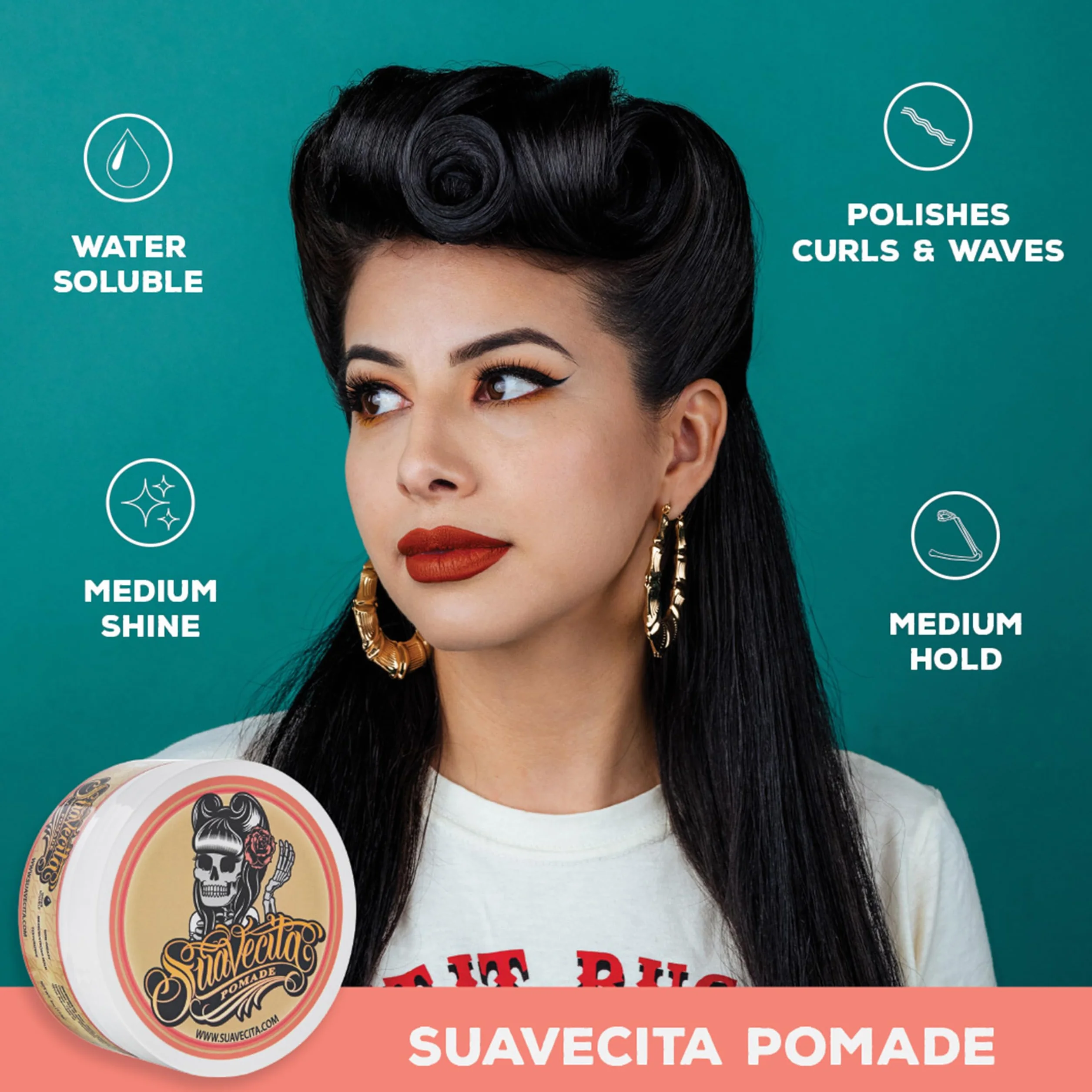 Suavecita Hair Pomade For Women Water Based, Medium Firm Hold Female Pomade 4oz/113g