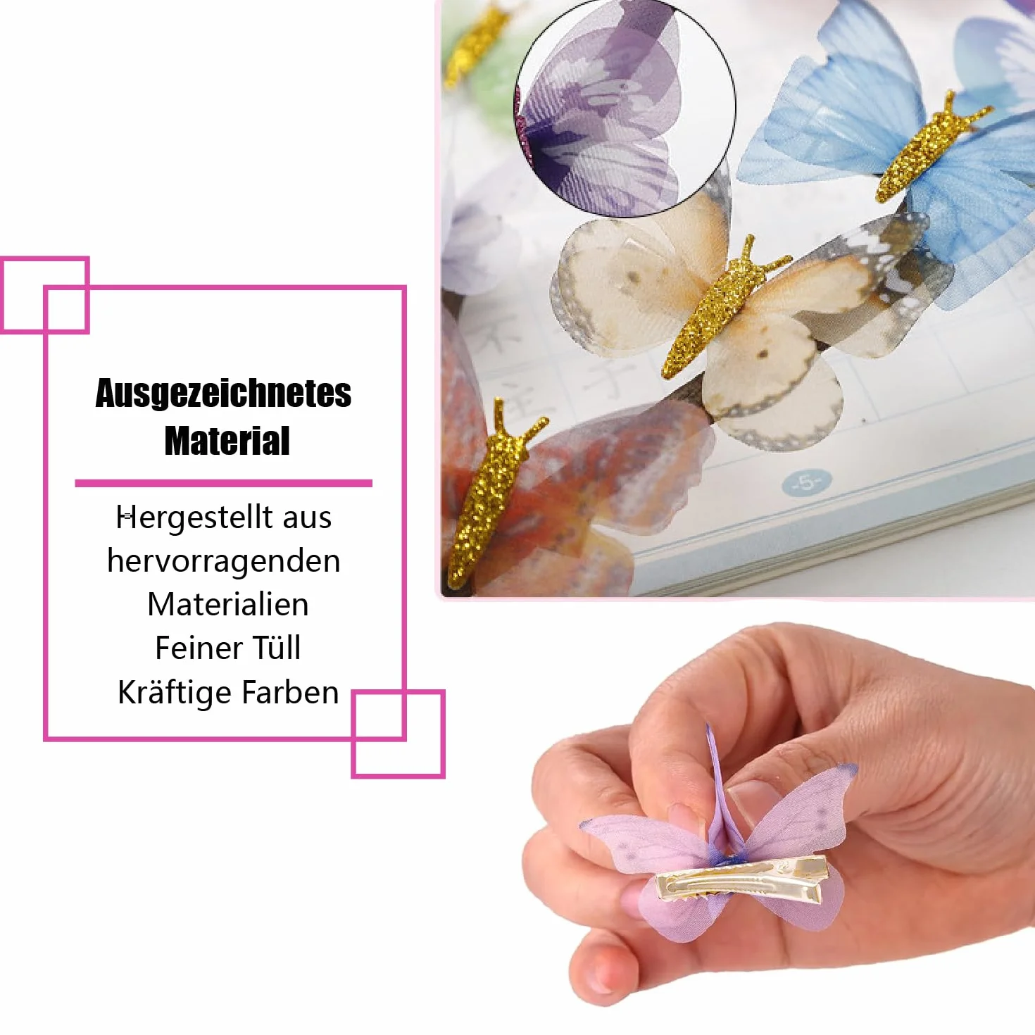 20 sztuk spinek do włosów w kształcie motyli, dekoracyjne motyle z klipsem, mini motyle, kolorowe klipsy do włosów, Moving Butterfly, dekoracyjne motyle z klipsem, opaska na włosy