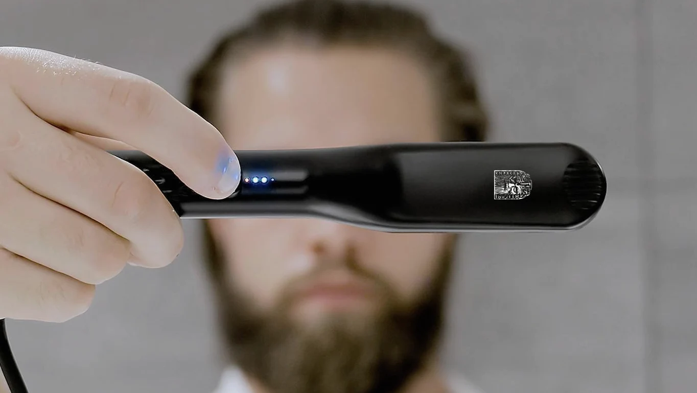 Odenson Beard Straightener Szczotka wygładzająca z drutem do brody, podgrzewany grzebień do pielęgnacji i stylizacji brody