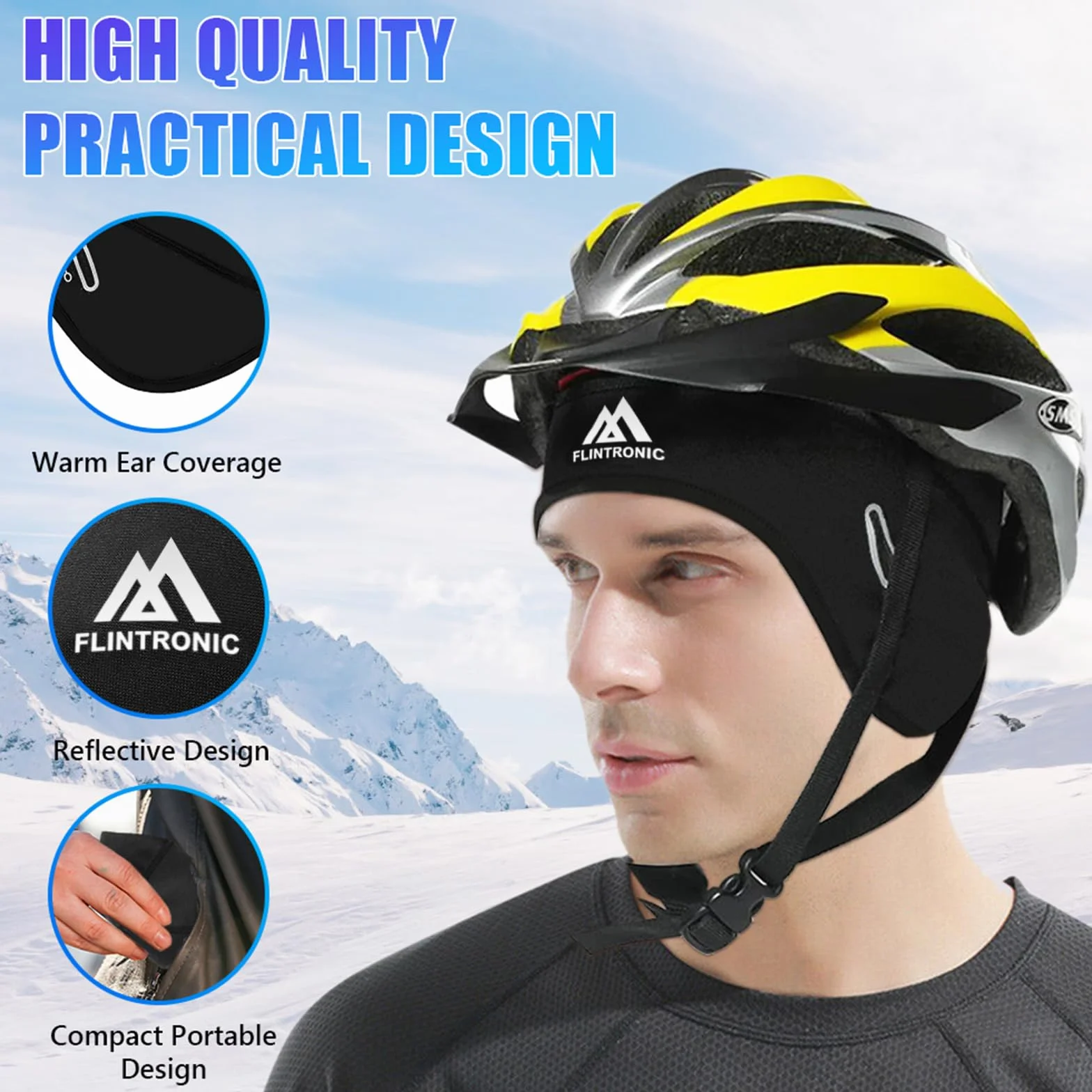 flintronic Zimowa czapka rowerowa, wiatroszczelna czapka rowerowa, ciepła czapka rowerowa, oddychająca czapka rowerowa, czapka do biegania dla mężczyzn i kobiet, do jazdy na rowerze, jazdy na nartach,
