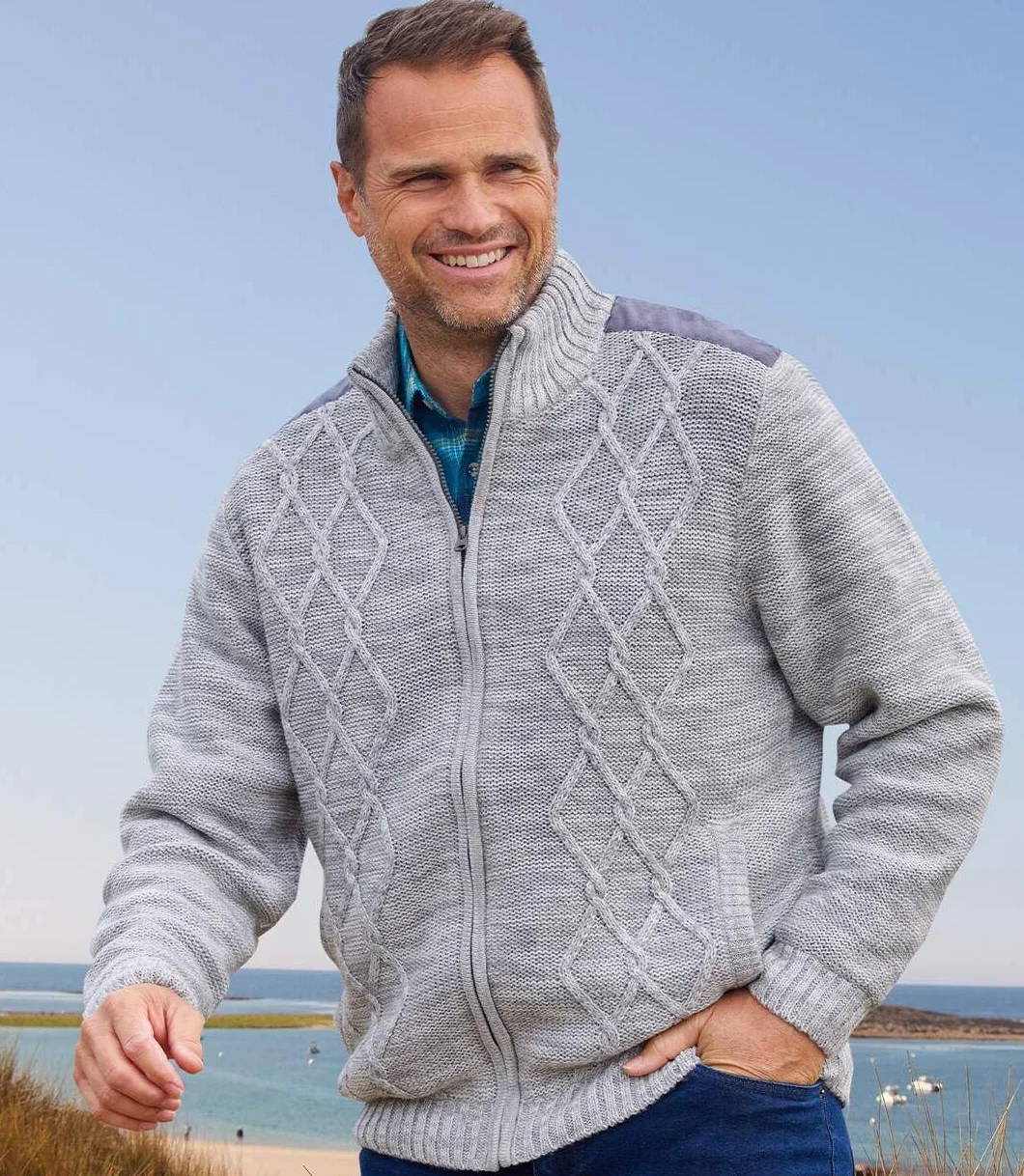 ATLAS FOR MEN - Kurtka z podszewką z polaru - Męska kamizelka z dzianiny - Dostępna w dużych rozmiarach od M do 5XL