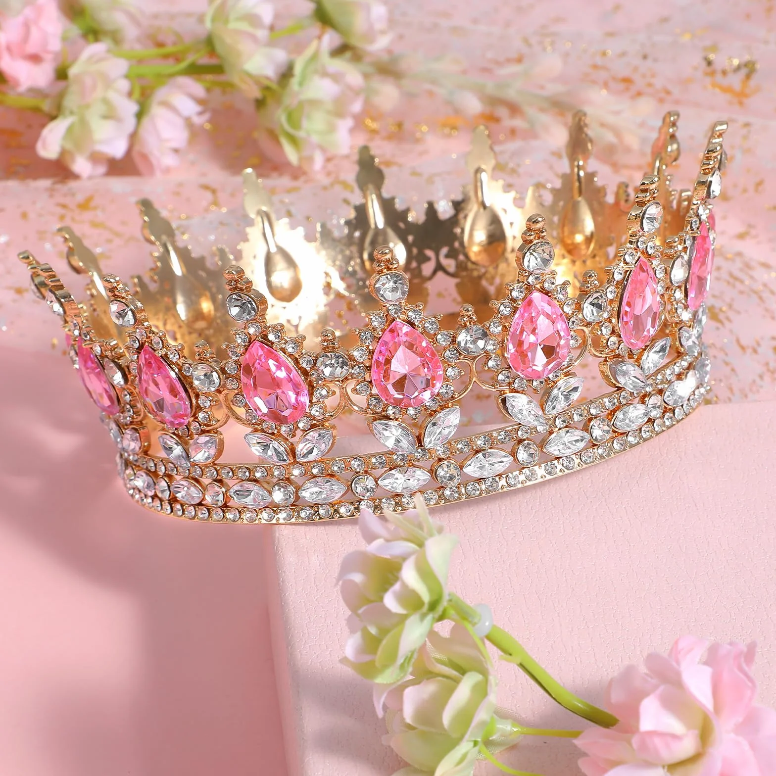 1 sztuka Tiara księżniczki Korona Damska Tiara z kryształami Tiara dla dziewczyn Damska kryształowa Tiara Damskie vintage tiary Błyszczące diademy Biżuteria do włosów dla panny młodej, ślub, bal
