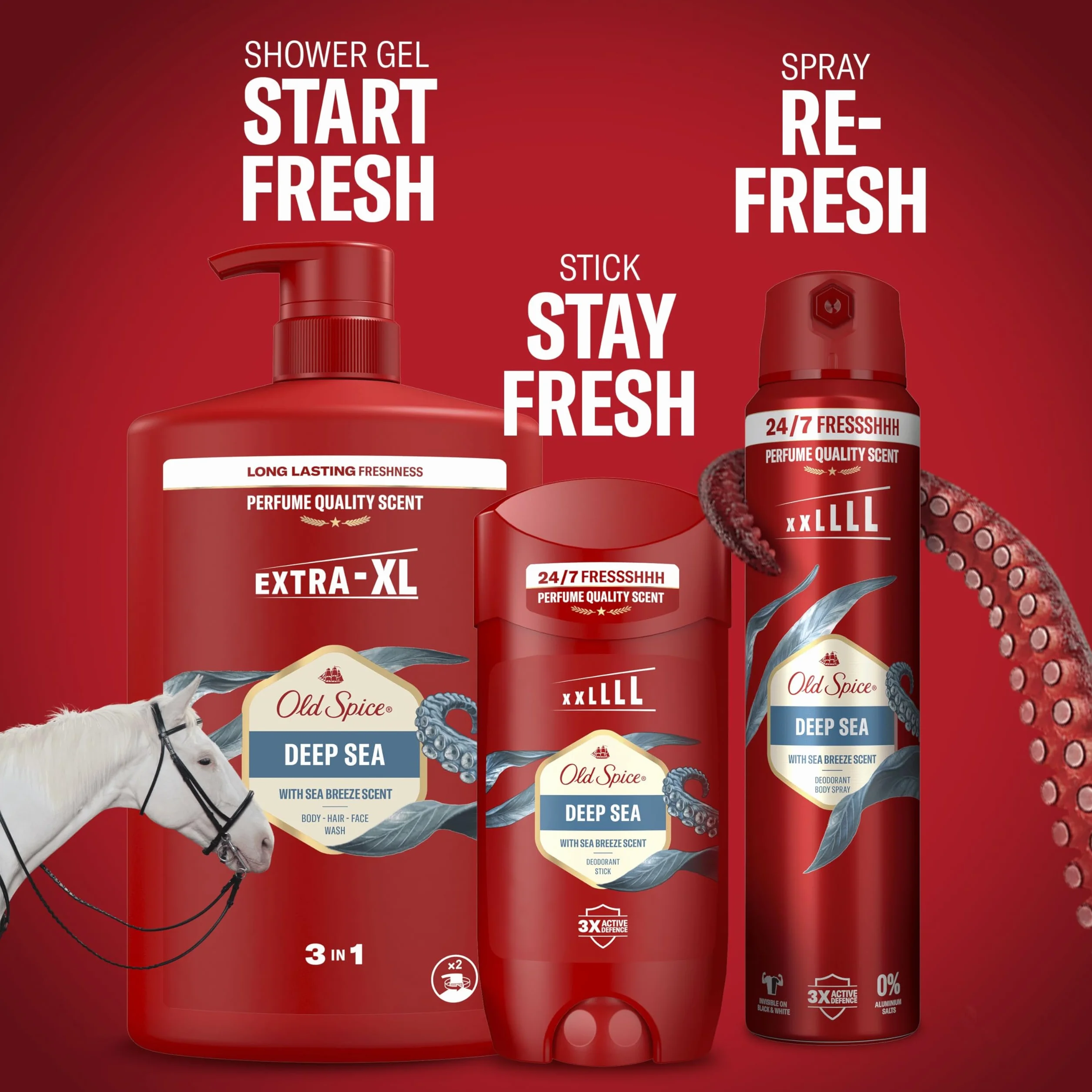 Old Spice Deep Sea Żel pod prysznic i szampon dla mężczyzn 1000ml, uniwersalna formuła 3 w 1 do mycia ciała, włosów i twarzy, długotrwała świeżość, głębokie oczyszczanie