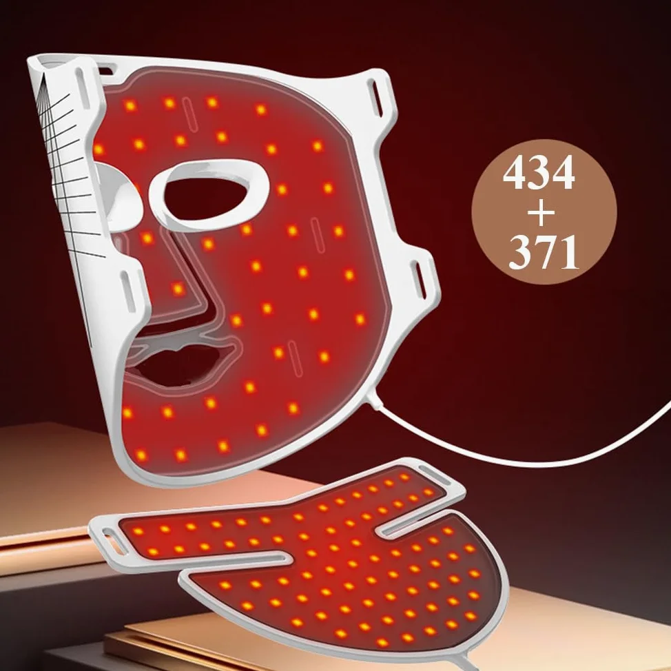 lanvezas led beauty maska do terapii światłem czerwonym na twarz i szyję, 7-kolorowa maska do terapii światłem LED, ładowalna maska, 5 poziomów intensywności, przeciwzmarszczkowa skóra ujędrniająca i