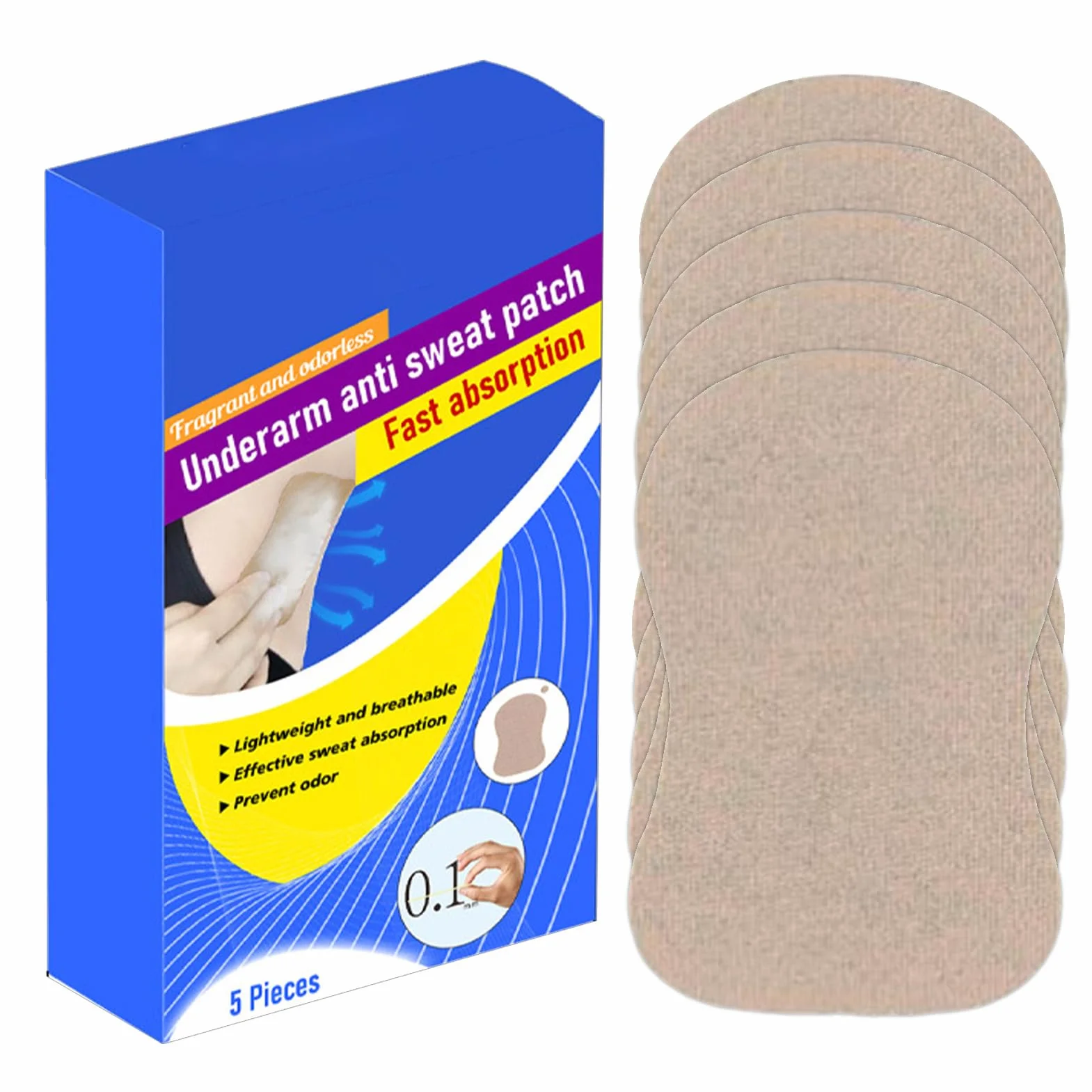 Wk?adki przeciwpotowe pod pachami Niewidoczne, Wk?adki przeciwpotowe pod pachami dla kobiet,Efektywne 5 sztuk podpasek przeciwpotowych | Sweat Guard Soft redukuje nieprzyjemny zapach,