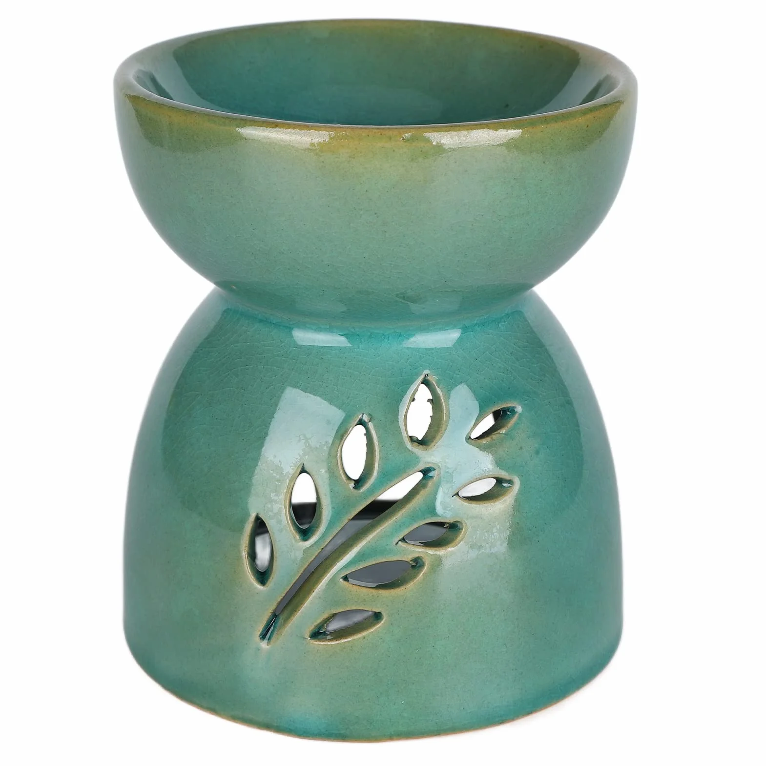 Zyyini Ceramiczny palnik olejków eterycznych, dyfuzor zapachowy aromaterapia aromaterapia wosk zapachowy palnik topiący, do domu sypialni oczyszczania powietrza, akcesoria do medytacji spa jogi (niebieski zielony 11 x 9 cm)