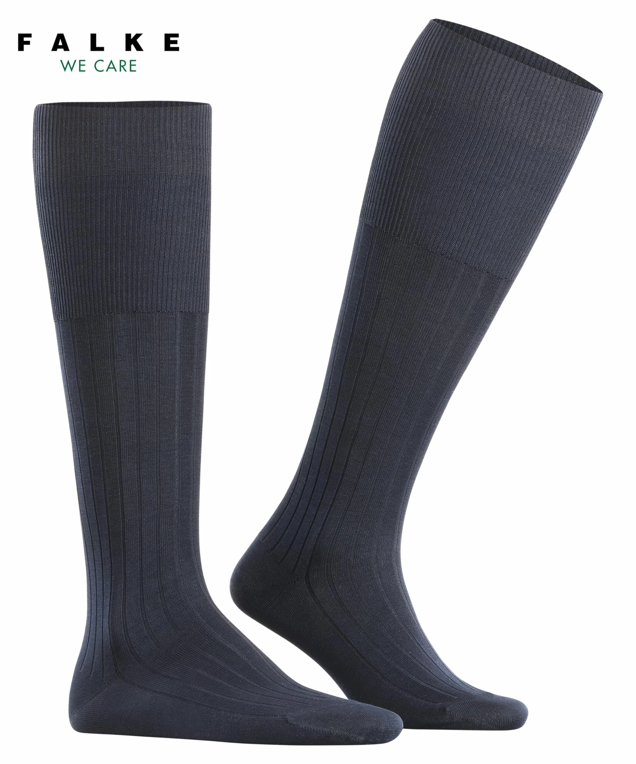 FALKE Mężczyźni Podkolanówki Milano M Kh Bawełna długie jednokolorowe 1 Para, Niebieski Dark Navy 6370, 43-44