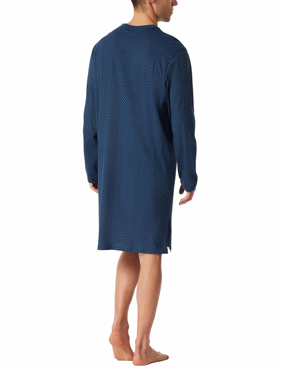 Schiesser Męska koszula nocna z długim rękawem z bawełny Comfort Essentials, Atlantycki niebieski_182022, 50