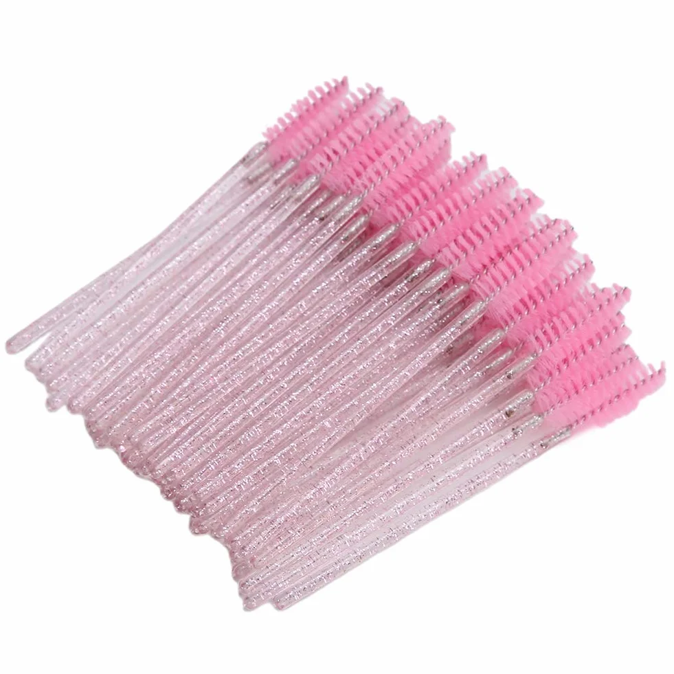 50 Szt. Jednorazowa Szczoteczka do Rzęs, NMascara Wands Ylon Makeup Brush Mascara Wands Rzęsy Brwi Jednorazowa Przenośna Szczoteczka do Przedłużania Rzęs i Brwi(różowy)