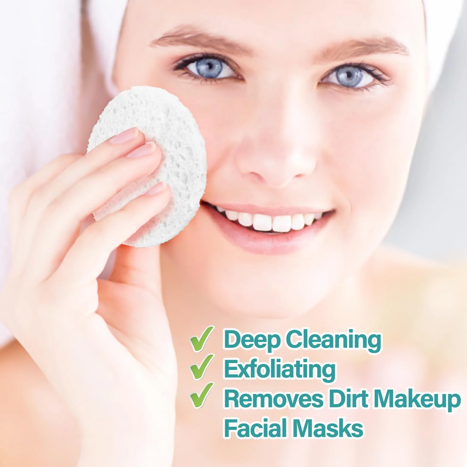 Yolev 50 sztuk Skompresowana gąbka do twarzy Spa naturalne piękno wielokrotnego użytku oczyszczanie twarzy i peeling do codziennej pielęgnacji skóry i demakijażu do twarzy Gąbki