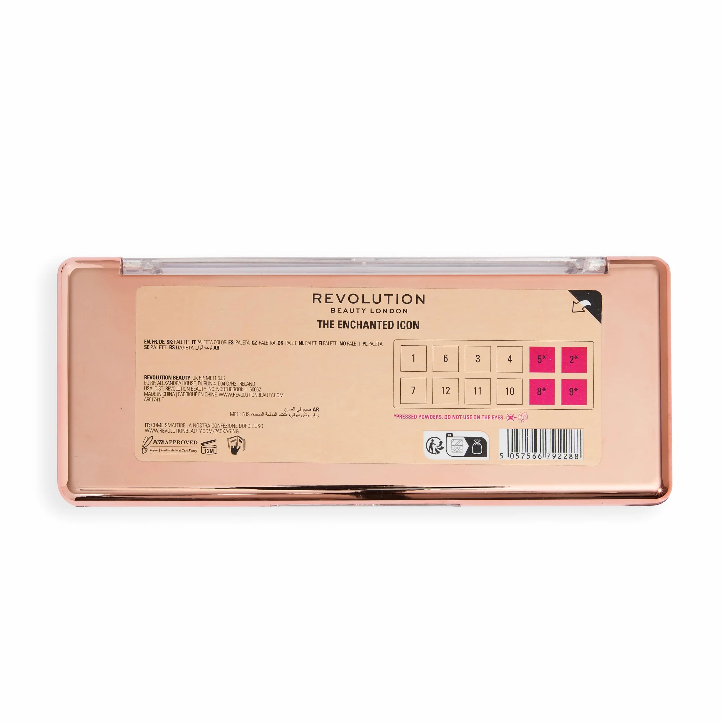 Revolution Beauty Paleta Ikon 12 Kolorów Wysoka Pigmentacja Matowe Błyszczące