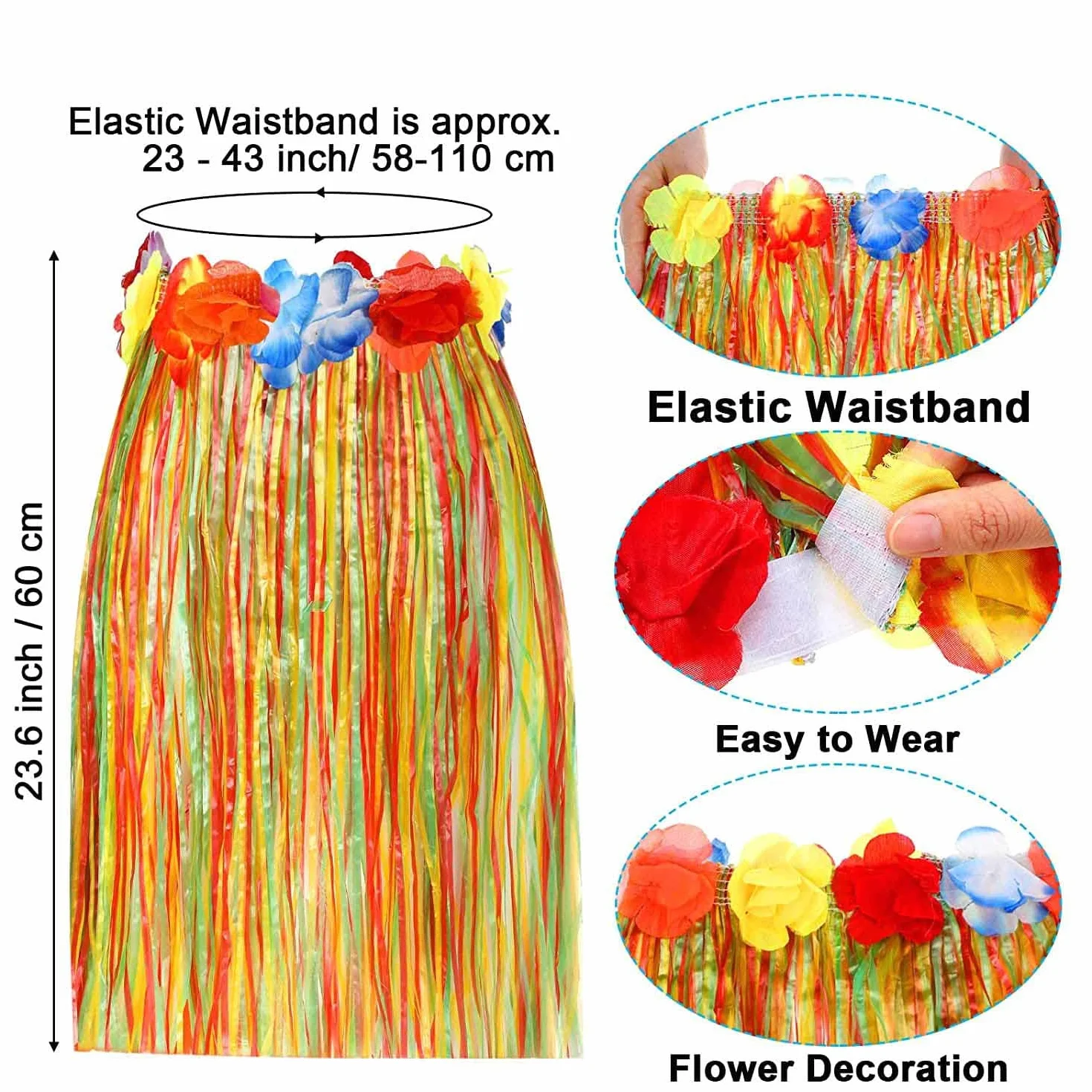 Hawajskie girlandy spódnica hula, zestaw akcesoriów, spódnica z trawy hula, kwiat Lei, Luau, girlanda, ananas, okulary, naszyjnik, fantazyjny kostium, dla dzieci, dziewcząt, kobiet, nowość, spódnice