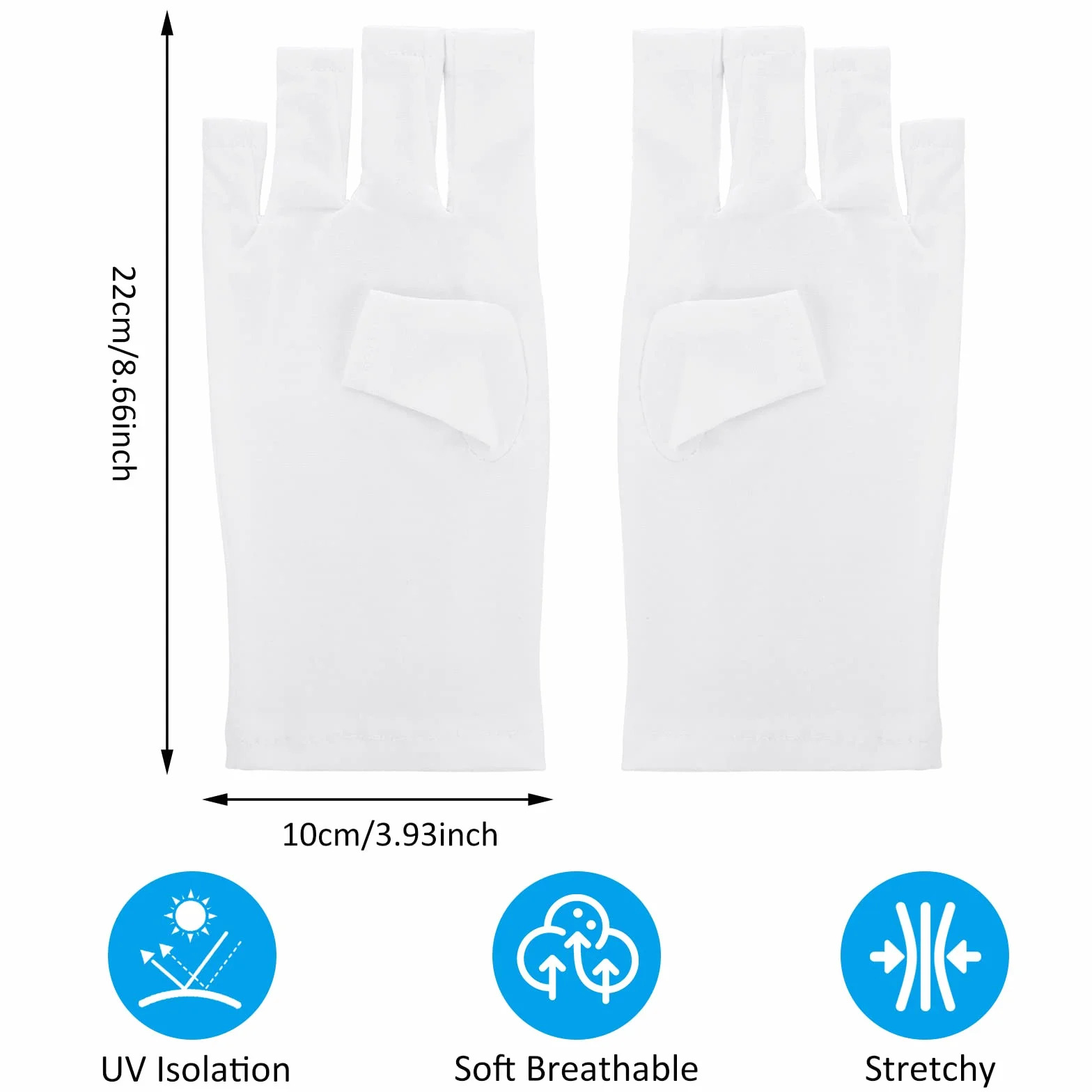 TIESOME UPF50+ rękawice ochronne UV do żelowych paznokci i rąk bez palców - profesjonalny manicure