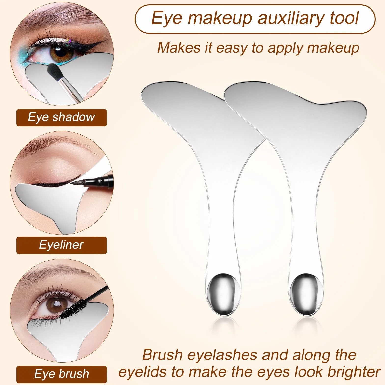 BOXOB 4szt Szablon do Eyelinera ze Stali Nierdzewnej 304, Pomocniczy Przewodnik Eyelinera Wielofunkcyjna Osłona Tuszu do Rzęs Cieni Powiek i Aplikator Rzęs Szybki Szablon Makijażu Oczu