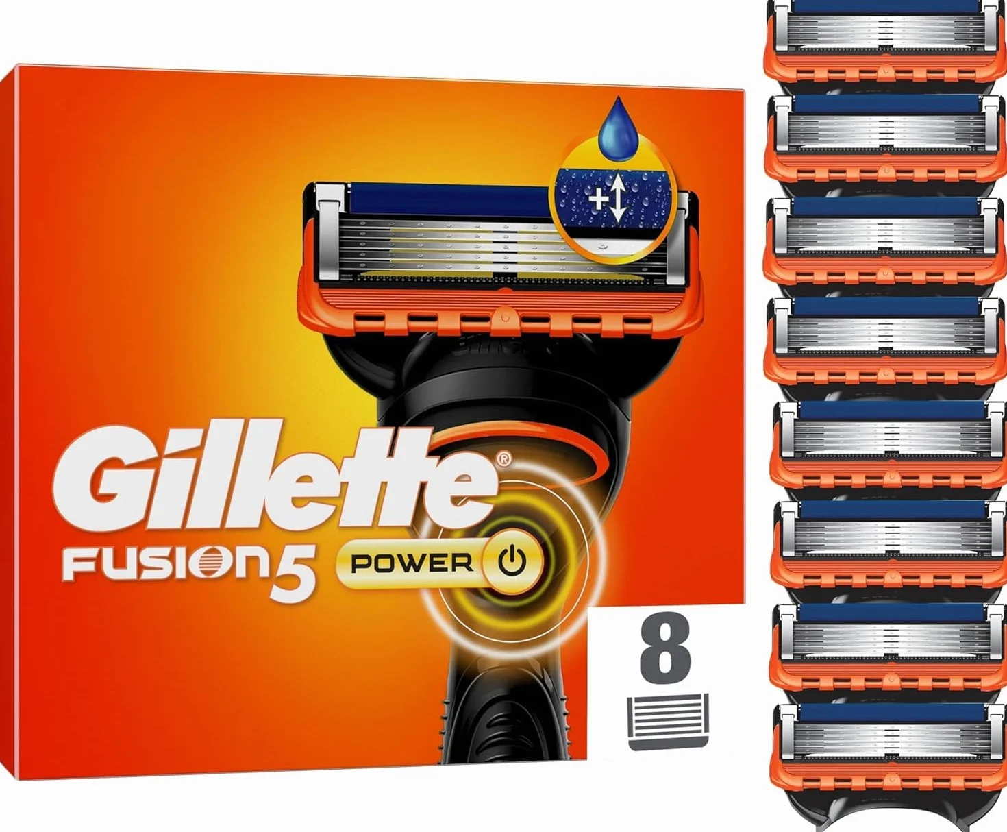 Gillette Fusion5 Proglide Power ostrza do golenia dla mężczyzn, Gillette 8 zapasowych ostrzy