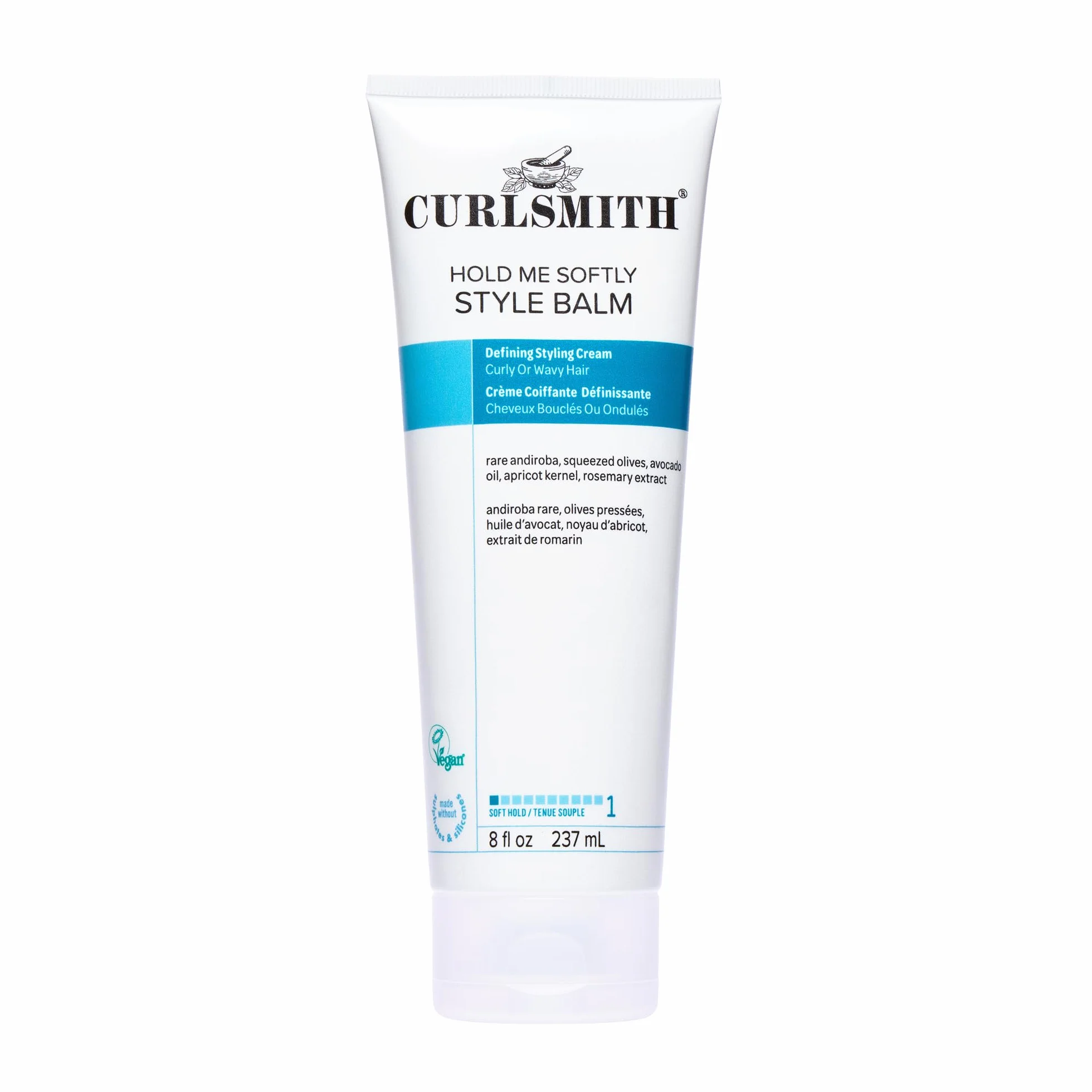 Curlsmith Hold Me Softly Style Balm Krem do loków z miękkim utrwaleniem, lekki, bez efektu chrupiącego, do wszystkich rodzajów loków, wegański i wolny od okrucieństwa