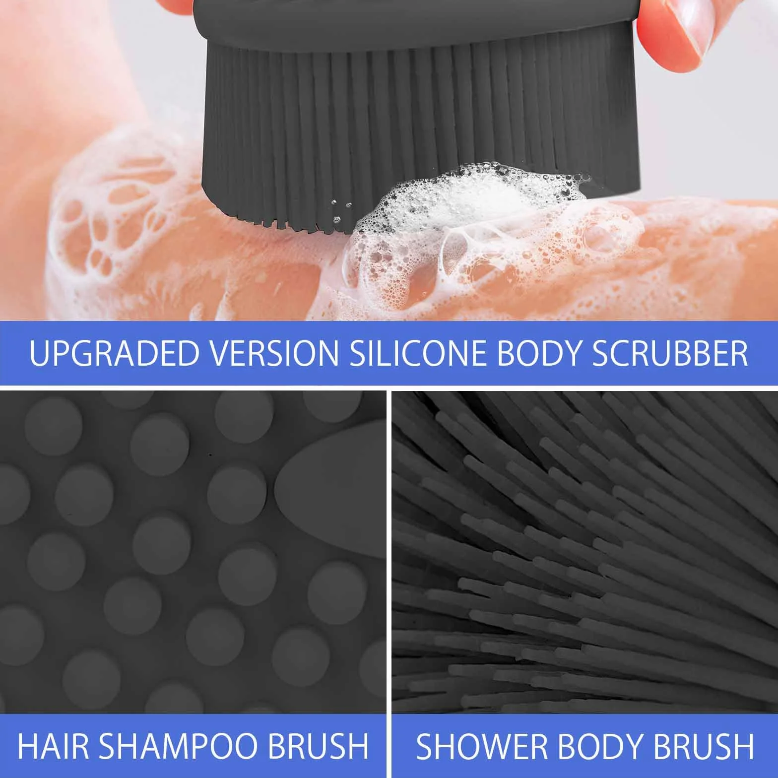 Silikonowa szczotka do ciała, 3 sztuki, szczotka do ciała, szczotka pod prysznic, do ciała, do mycia ciała