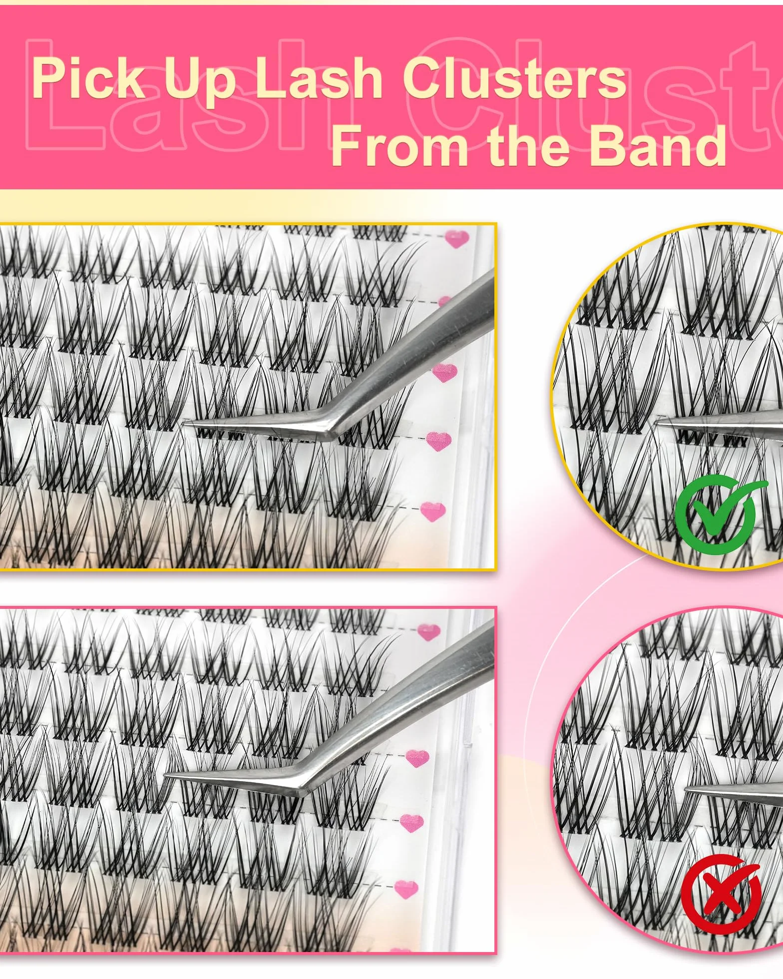 Natural Cluster Lashes DIY Rzęsy Indywidualne Wispy Invisible Band Fluffy C Curl 8-14mm Mix Mieszane Długości VENUS-Mix