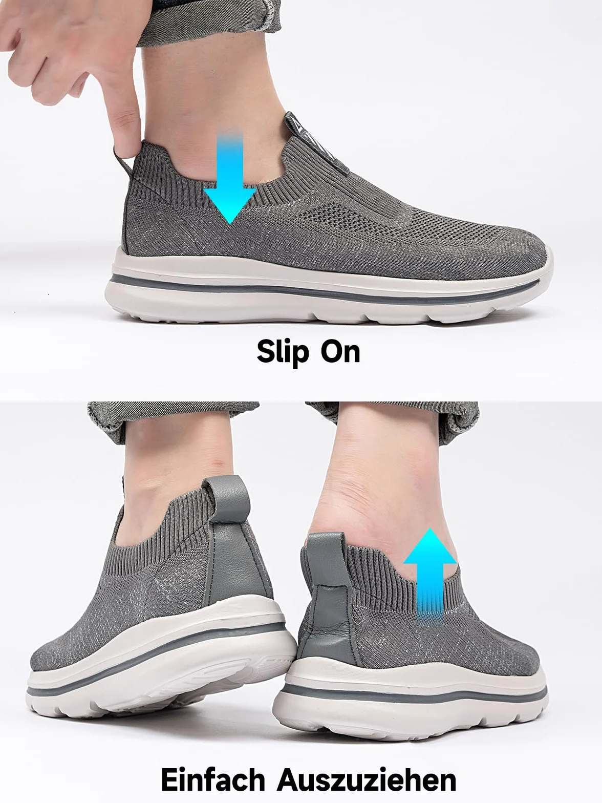 ODCKOI Męskie wsuwane trampki Mesh Oddychające buty do biegania Wygodne trampki Outdoor Fitness Buty sportowe Lekkie buty do biegania szosowego