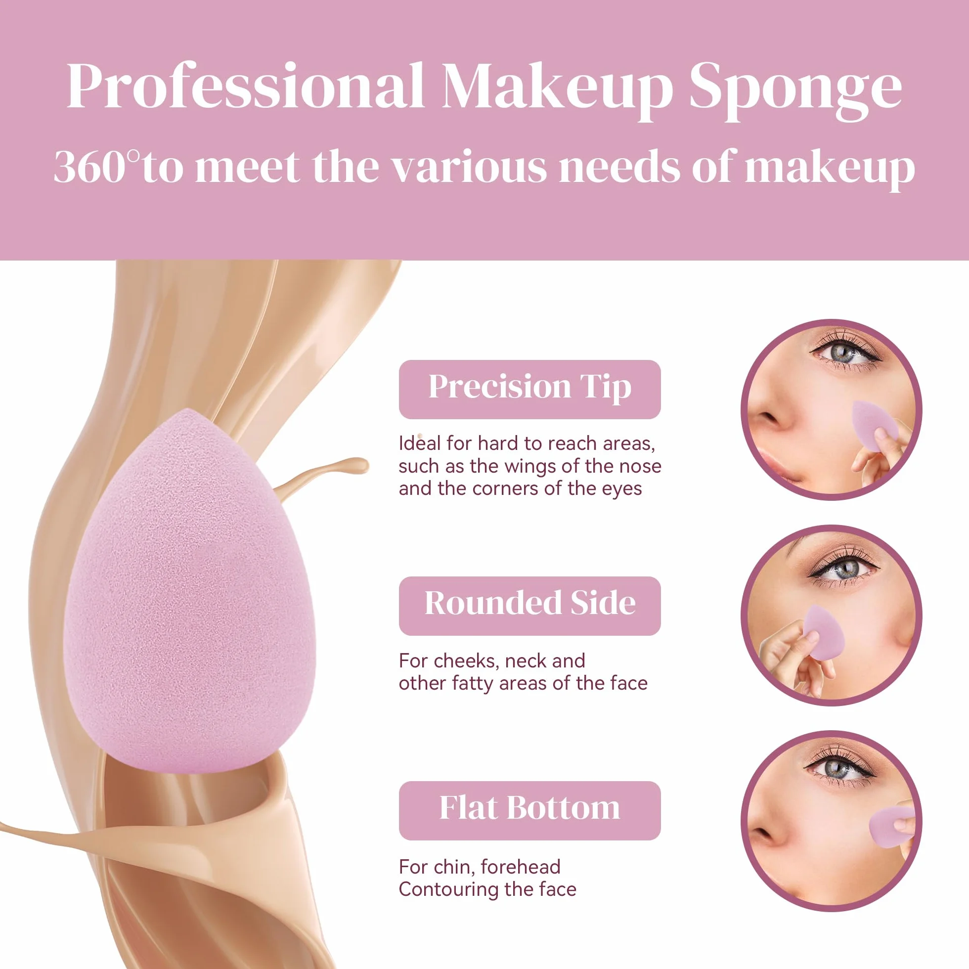 Gąbka do makijażu, 8 sztuk Gąbki do makijażu Beauty Foundation Blending, Blender gąbek do makijażu do płynnego podkładu, pudru z filtrem przeciwsłonecznym, puszek do pudru, kremu, prezent dla kobiet