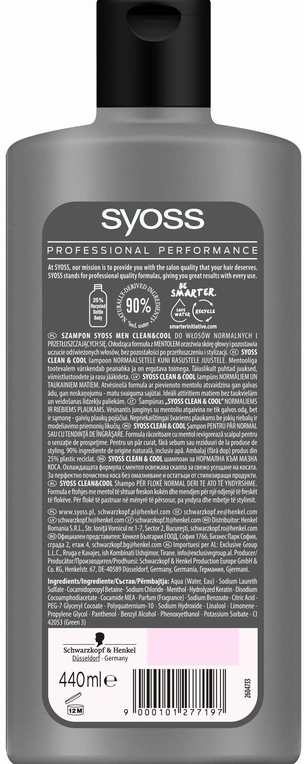 Syoss MEN Clean&Cool Szampon do włosów 440ml