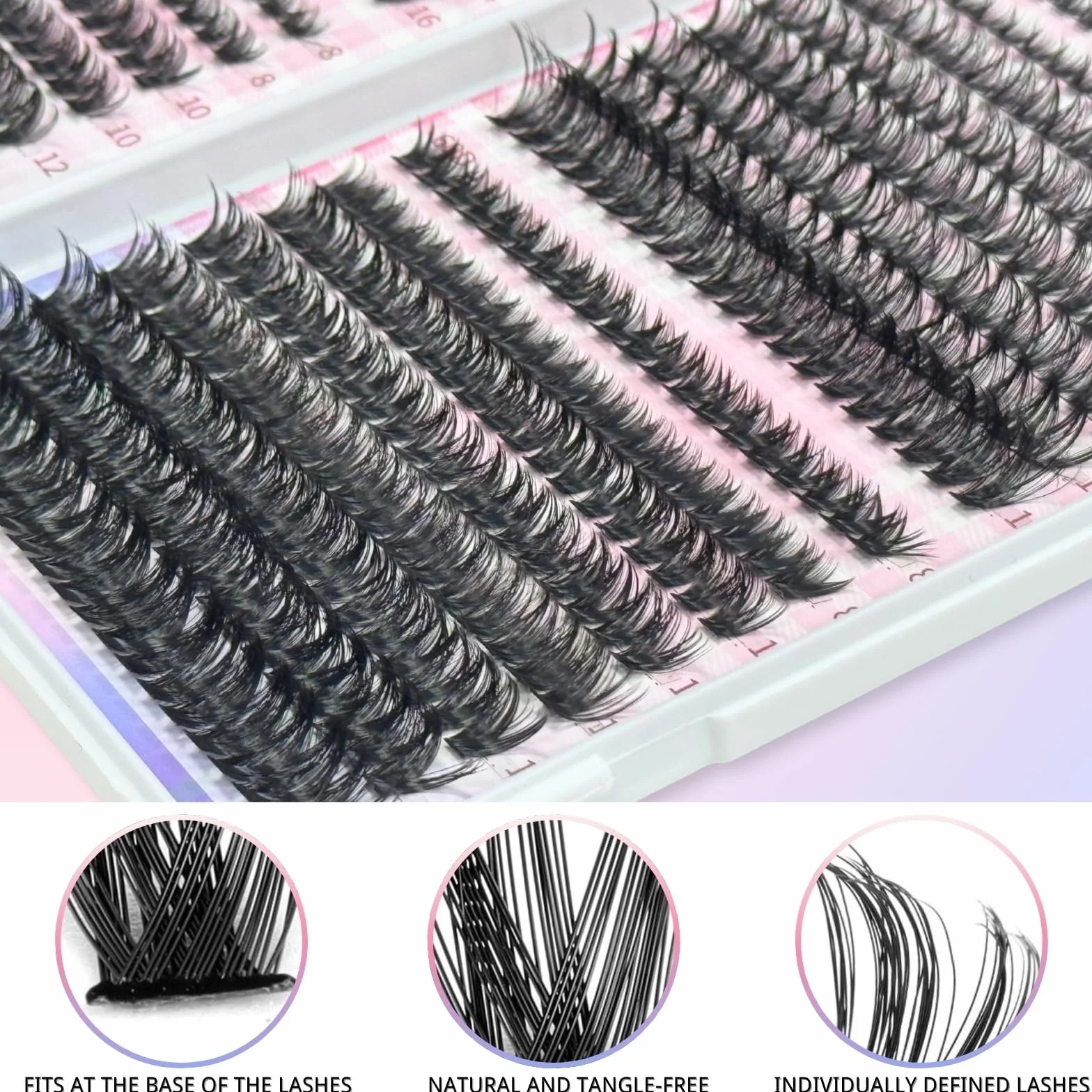 640 sztuk fałszywych rzęs, 30D + 40D + 50D + 60D zestaw do przedłużania rzęs z pęsetą, D Curl 8-16 mm sztuczne rzęsy, zestaw DIY do przedłużania rzęs (zestawy 30-60D)