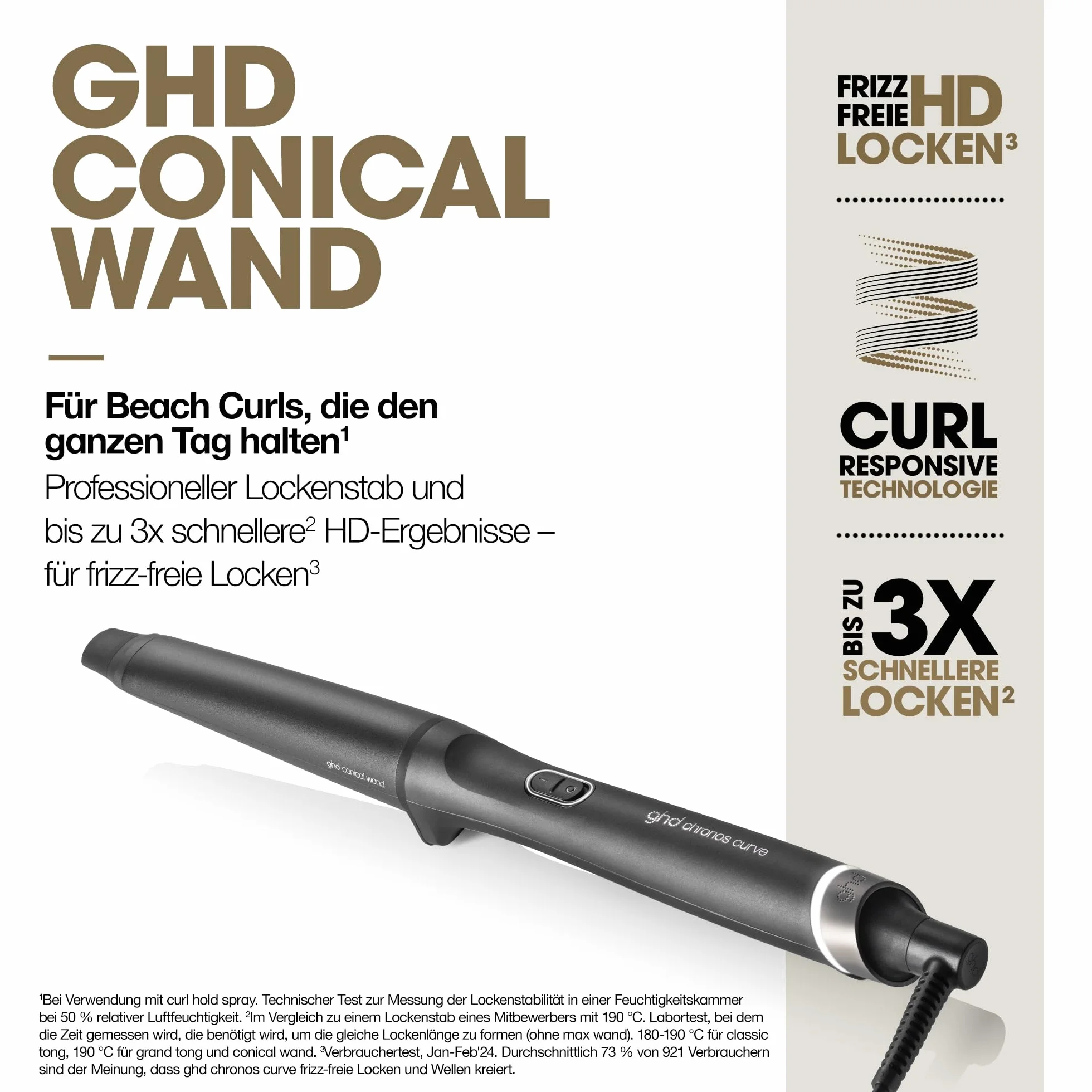 ghd Chronos Curve Conical Curve Lokówka stożkowa beczka 28-23 mm fale surfingowe loki bez puszenia się