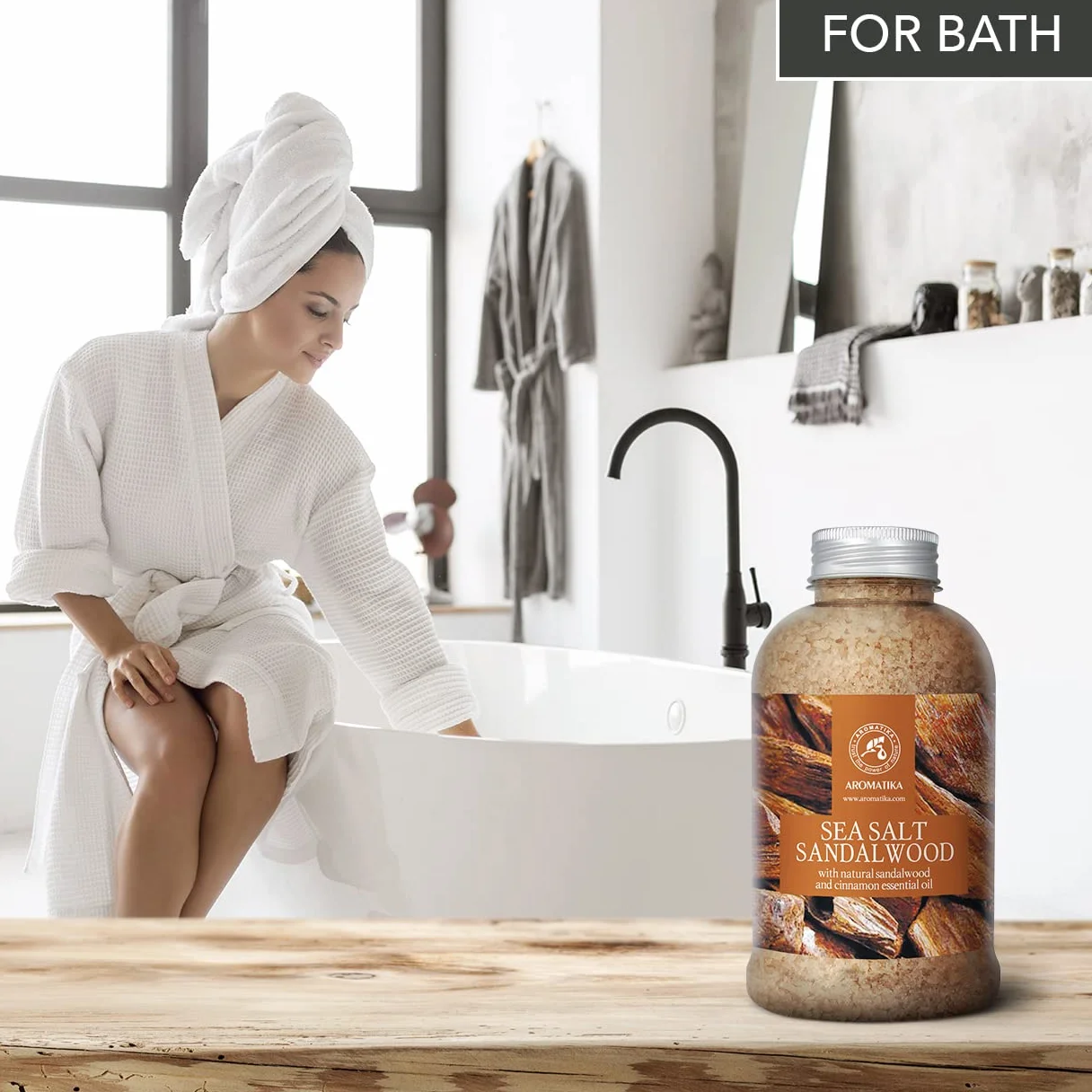 Bath Salts Sandalwood 600g Natural Sandalwood Cinnamon Essential Oil Sea Salt Relaxing Body Care