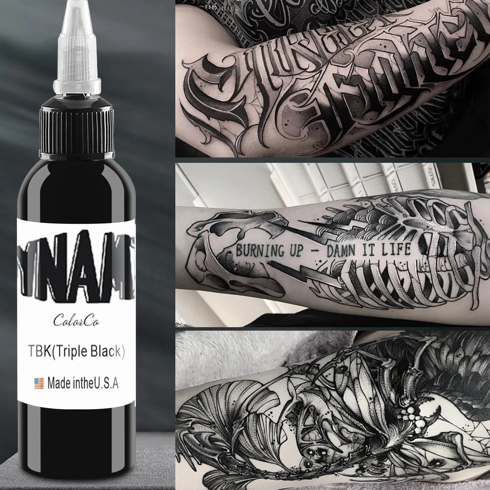 UMIKAkitchen Czarny tusz do tatuażu – dynamiczny makijaż permanentny do podszewki tatuażu i cieniowania makijażu ciała (120 ml)