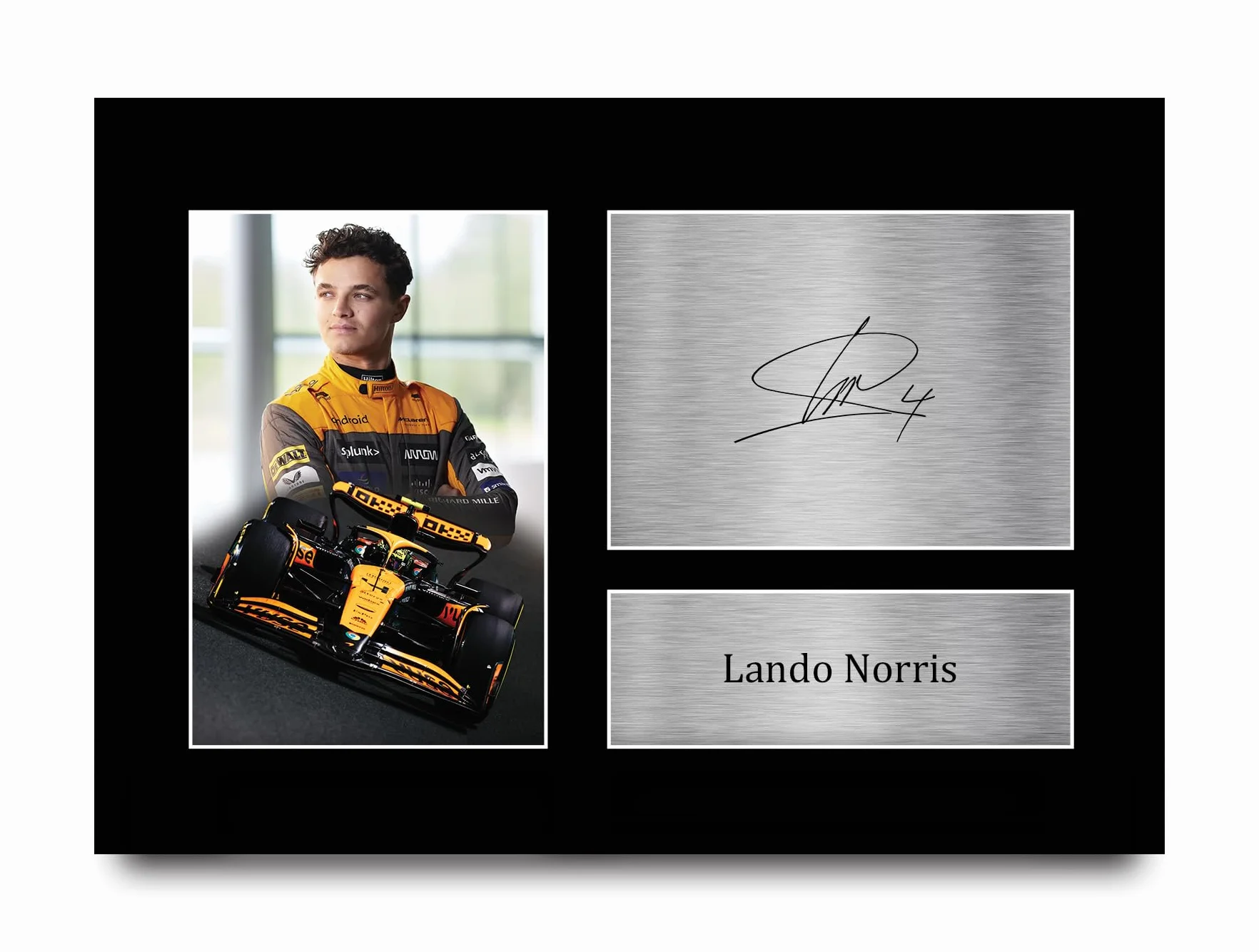 HWC Trading A4 Lando Norris McLaren Prezenty Z Nadrukiem Podpisane Zdjęcie Z Autografem Dla Fanów Wyścigów F1 Formuły 1 - A4