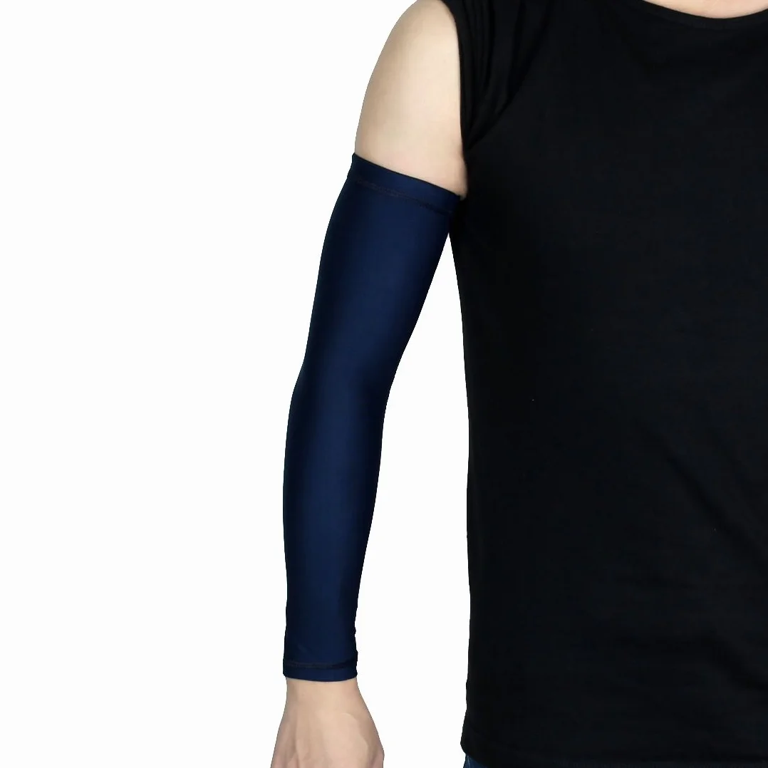 Ruilogod Unisex Outdoor Golf Koszykówka Jazda na rowerze Sport, Sun Protection Pokrywa Arm rękawy M Pair Granatowy