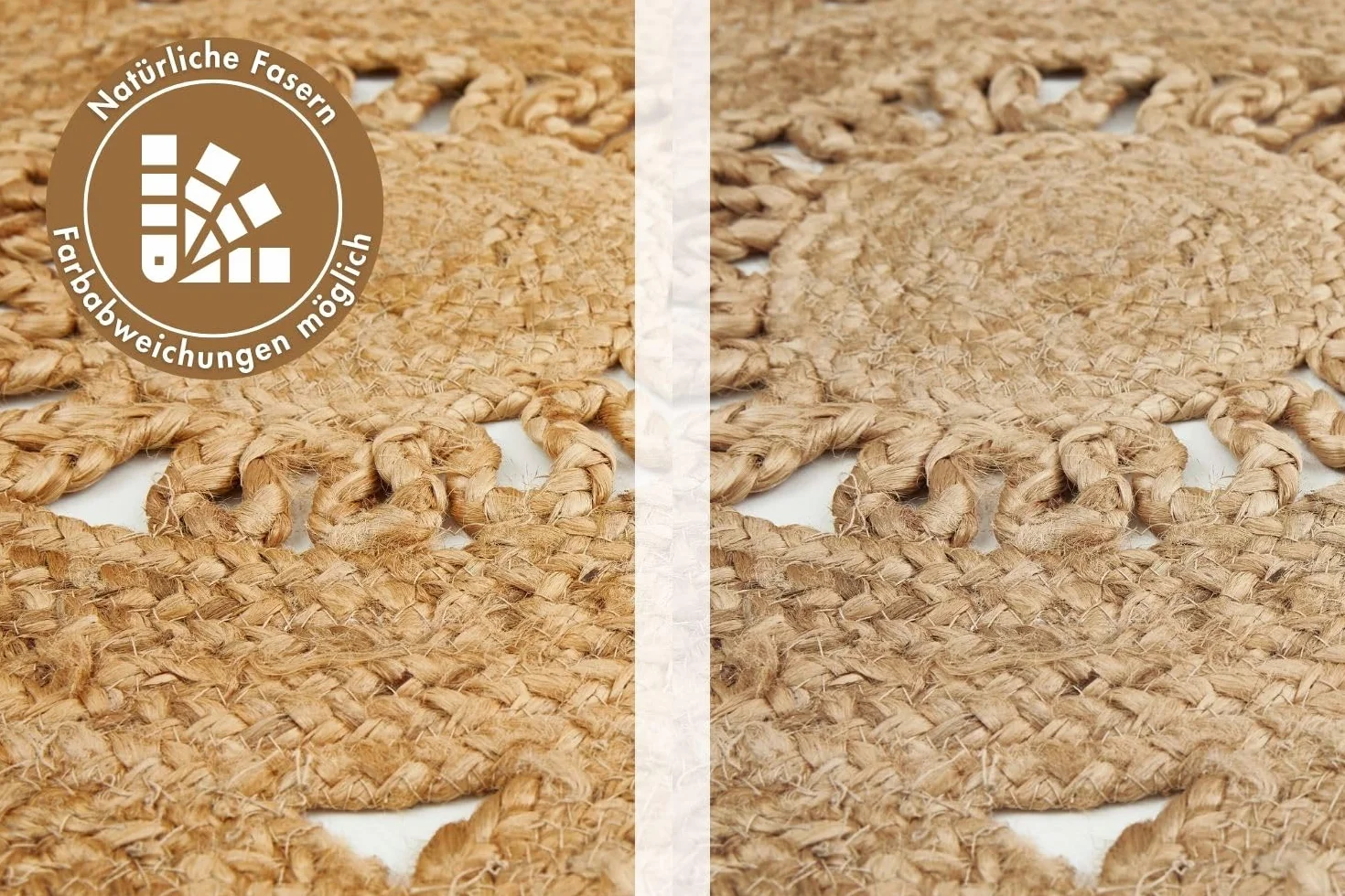 Luxor Living Okrągły dywan Balo w stylu boho, juta, do sypialni, ręcznie tkany produkt naturalny z naturalnych włókien roślinnych, 60 cm, okrągły, beżowy