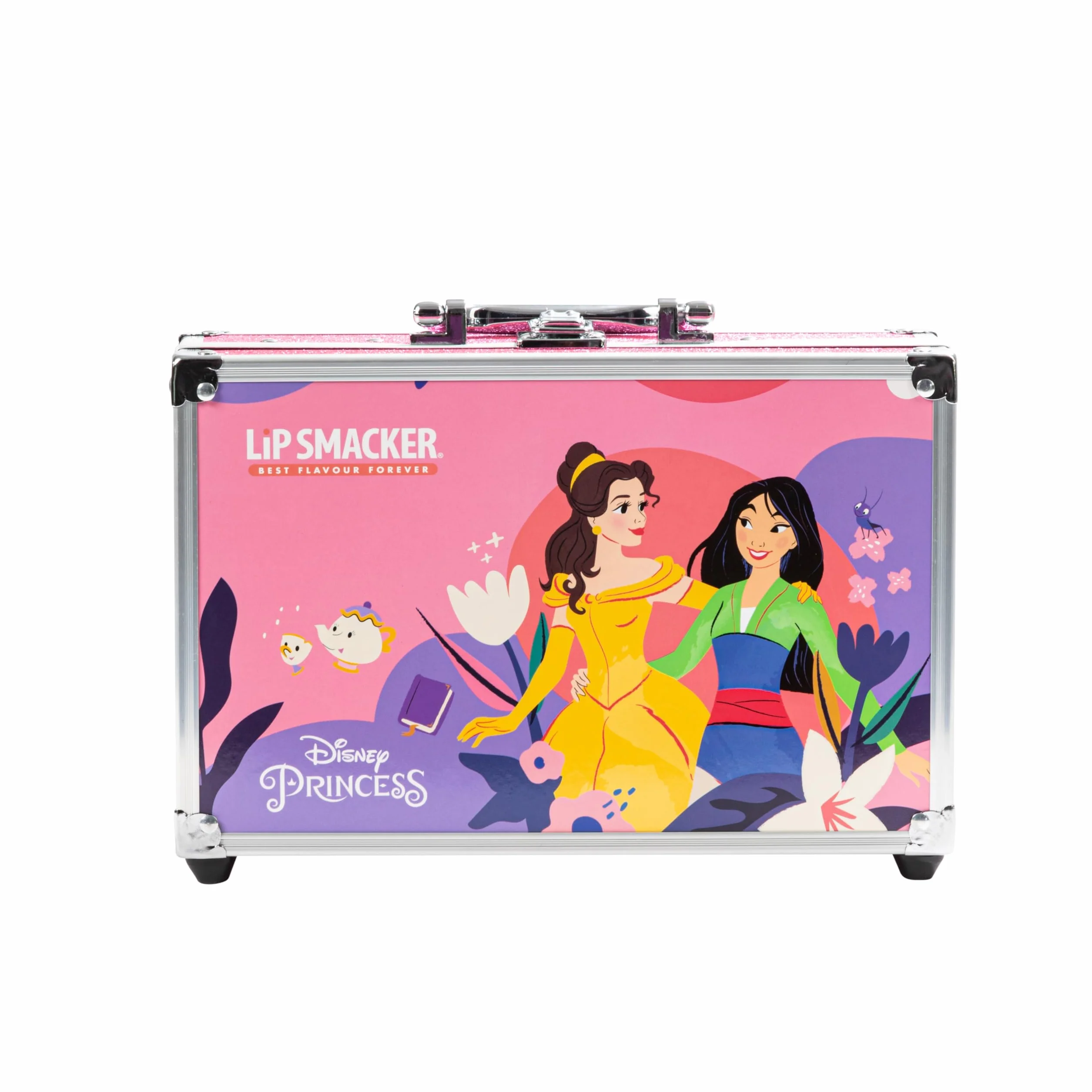 Lip Smacker Disney Princess Trolley, Zestaw do Makijażu dla Dziewczynki, 40+ Elementów do Makijażu Twarzy, Ust i Paznokci, w Tym Akcesoria Kosmetyczne do Włosów i Makijażu