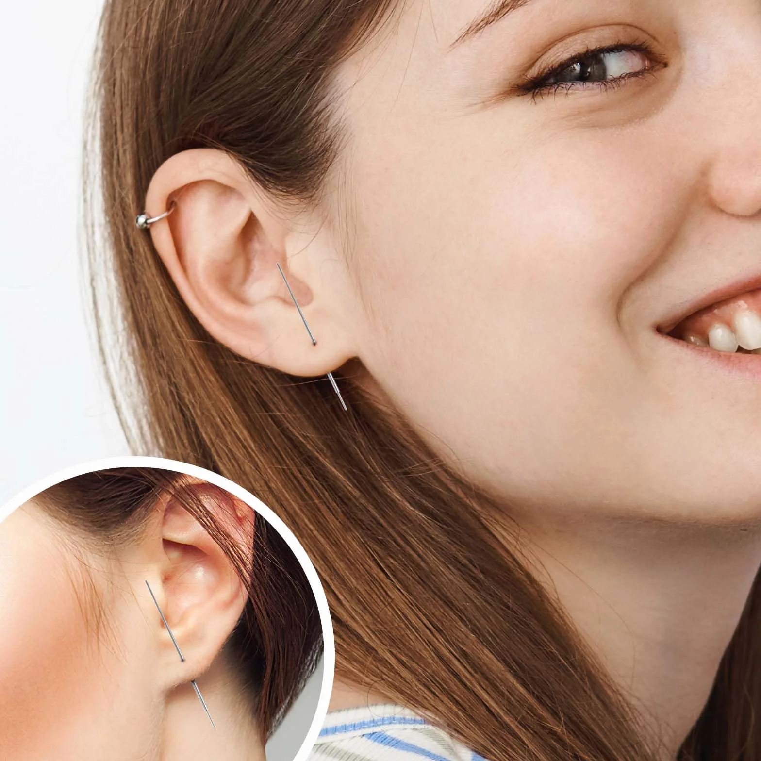 8 sztuk stożkowych narzędzi do wprowadzania piercingu, wymienne igły do piercingu, bezgwintowy pręt do wprowadzania, nakręcane narzędzie pomocnicze do nosa, pępka, wargi, brwi, ucha, chrząstki