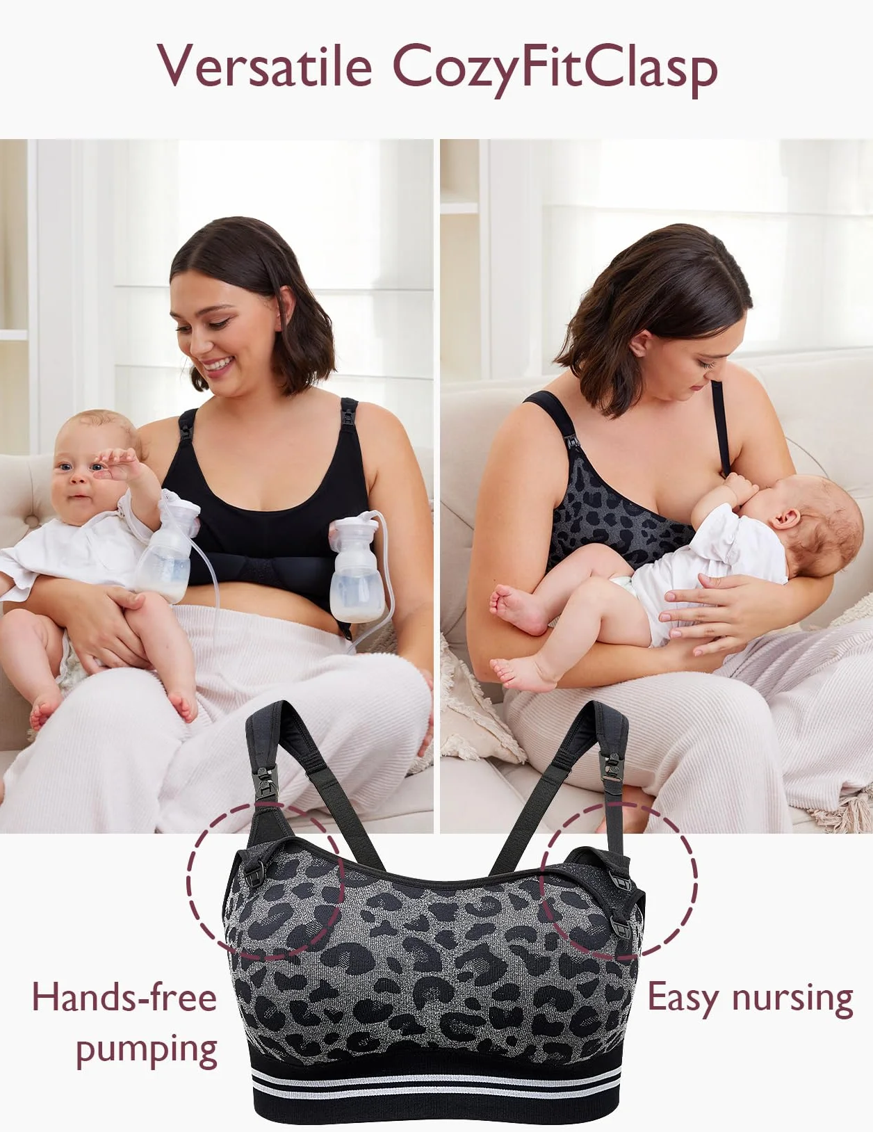 momcozy CozyFitClasp bezszwowy biustonosz do karmienia 4 w 1, do pompowania bez użycia rąk, biustonosz z pompką do mleka