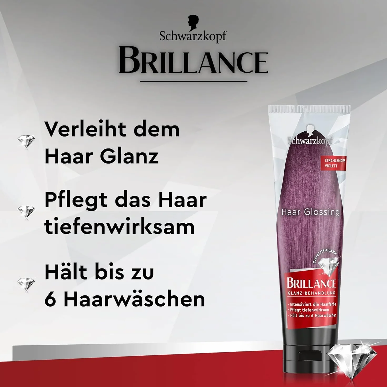 Brillance Leczenie połyskujące, lśniący fiolet (150 ml), tymczasowa farba do włosów, która może być stosowana jak maska do włosów, utrzymuje do 6 mycia, 3 x 150 ml