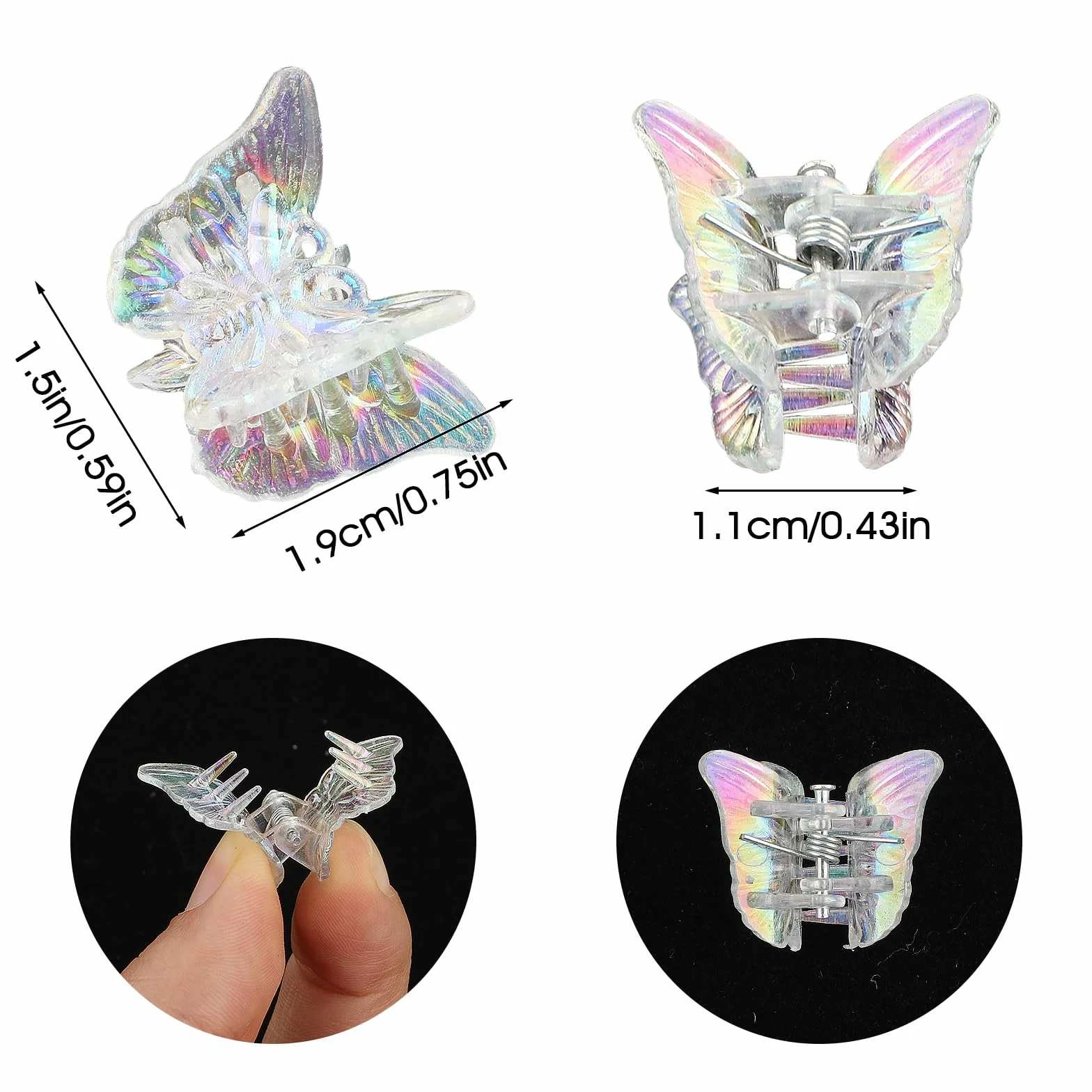 Ouligay 12 szt. mini spinek do włosów w kształcie motyla dla dziewcząt, małe spinki do włosów, piękne małe klipsy motylkowe, błyszczące, kolorowe akcesoria do włosów dla dziewcząt i kobiet, błyszczący