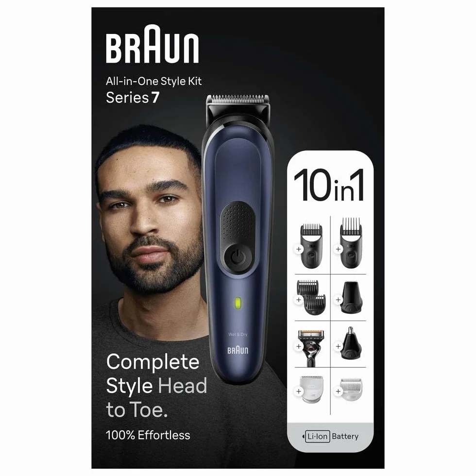 Braun MGK7421 All-In-One zestaw do pielęgnacji brody 10 w 1, trymer wodoodporny bezprzewodowy 100 min