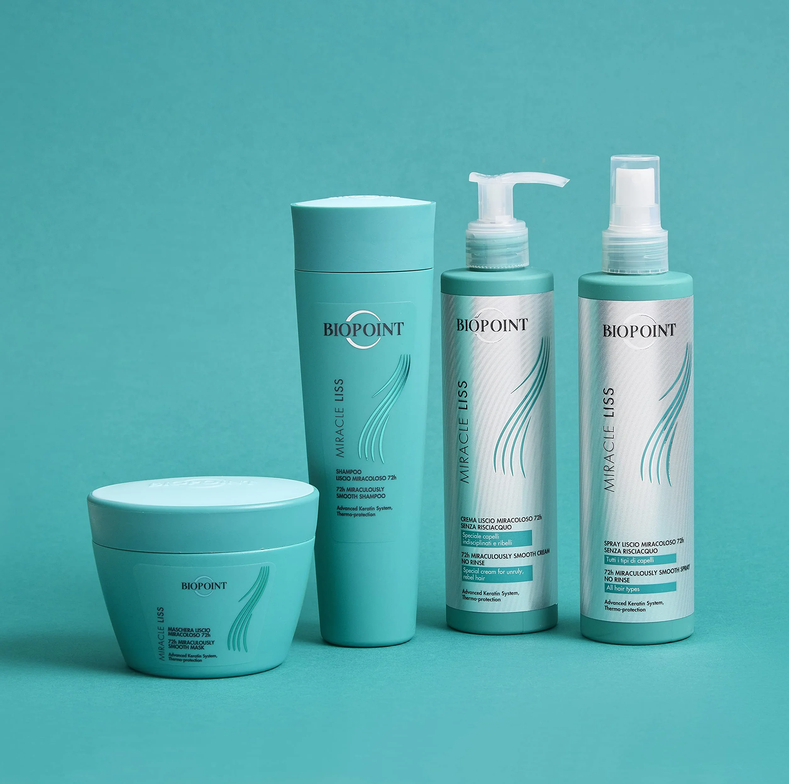 Biopoint Miracle Liss płynny krem do włosów bez spłukiwania 72 h, bardzo płynny, odżywiający i dyscyplinujący efekt puszenia się, 3 x 200 ml