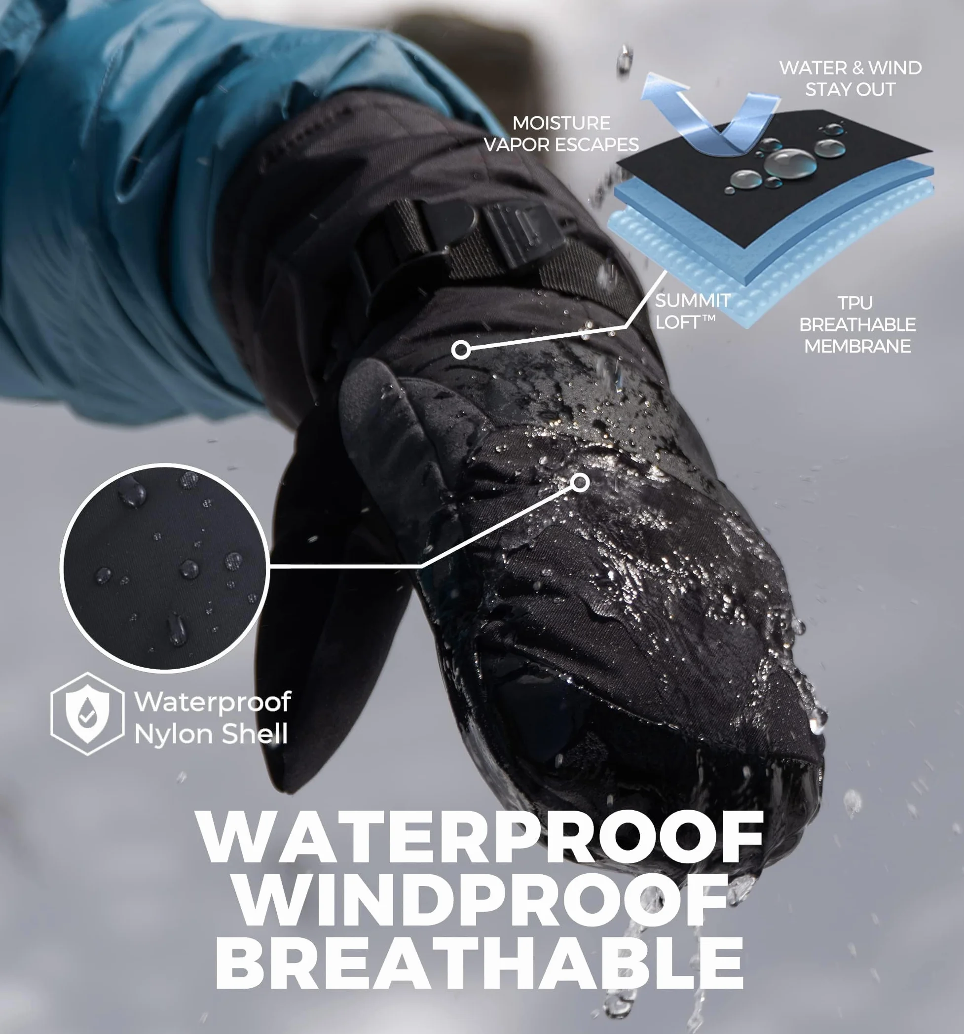 Tough Outdoors Zimowe rękawice narciarskie dla mężczyzn i kobiet - rękawice śnieżne dla dorosłych na zimną pogodę - wodoodporne rękawice snowboardowe, narciarstwo