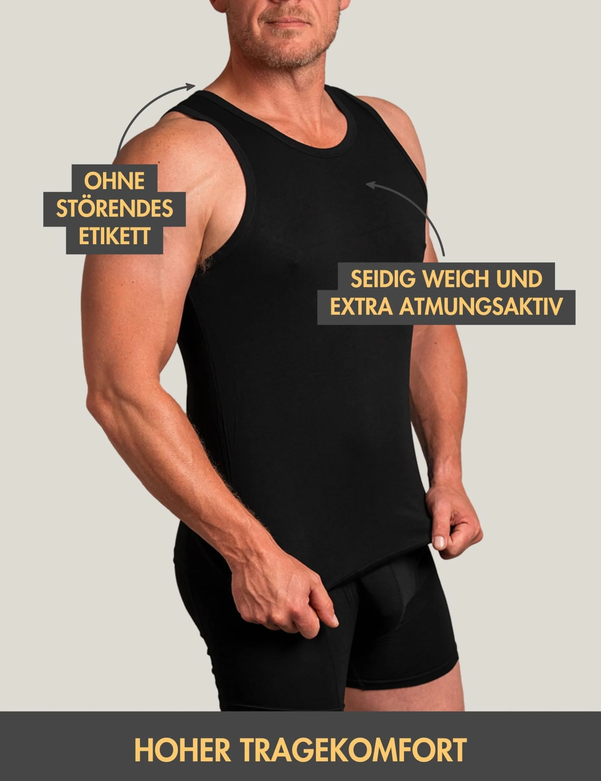 Basic Treasure 2-pak podkoszulek męski, tank top męski, bardzo miękki bambus bawełna, podkoszulki męskie czarne lub białe, czarny, XL