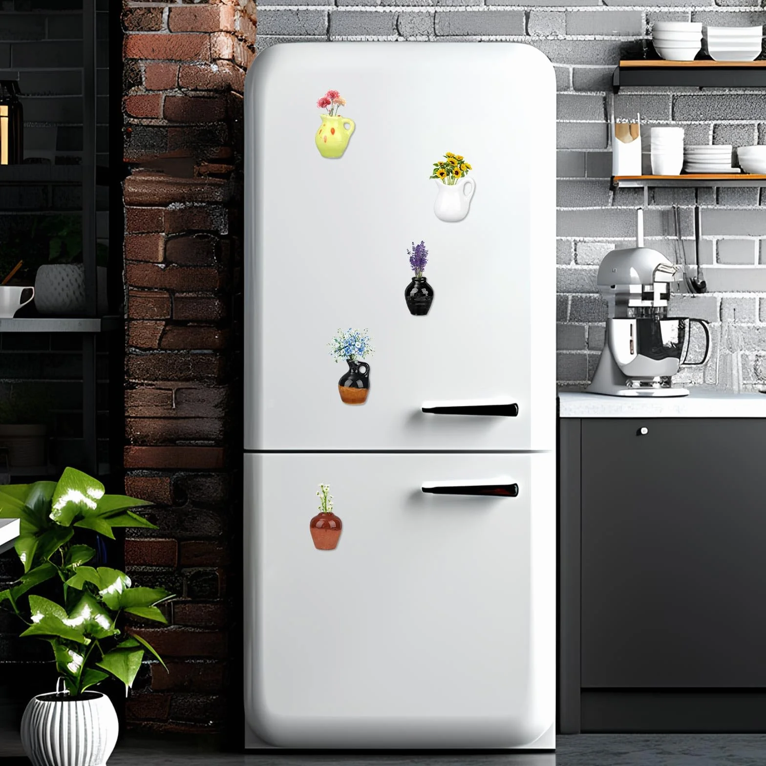 lasuroa 5 Sztuk Mini Wazon Magnesy na Lodówkę, Ceramiczne Słodkie 3D Roślina Wazon Lodówka Magnesy Zabawne Dekoracja Lodówki Do Kuchennej Szafki Biurowej