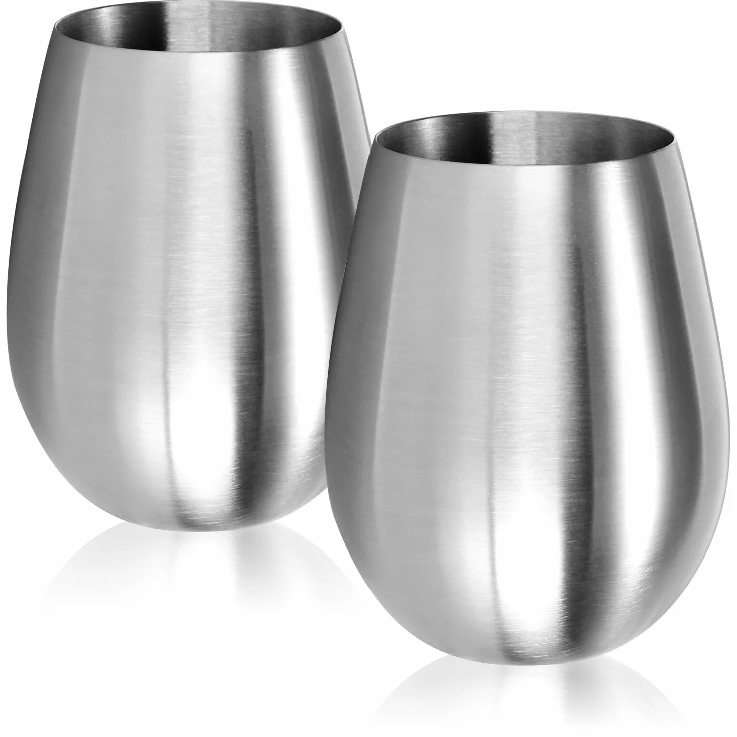 COM-FOUR® 2x kieliszki do wina wykonane ze stali nierdzewnej 304 - kubek do wina 500 ml do podrózy - kubek ze stali nierdzewnej na wynos - kieliszek bez nózki Nie zawiera BPA (2 sztuki - 500ml mat)