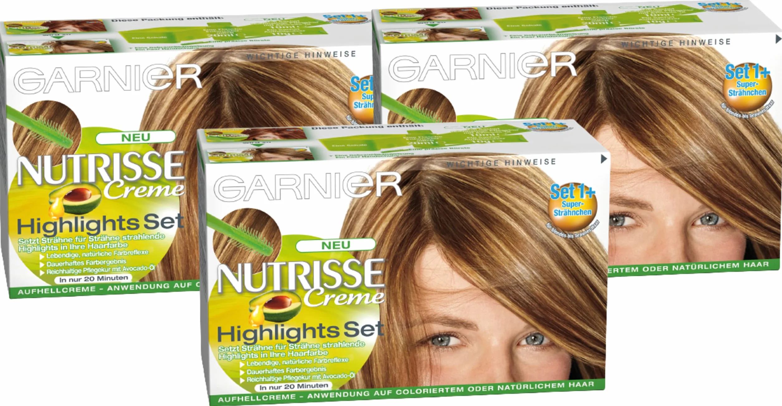 Garnier Nutrisse Creme Highlights Zestaw do Wykonania Pasemek na Włosach, Jasny Blond, 3 Sztuki