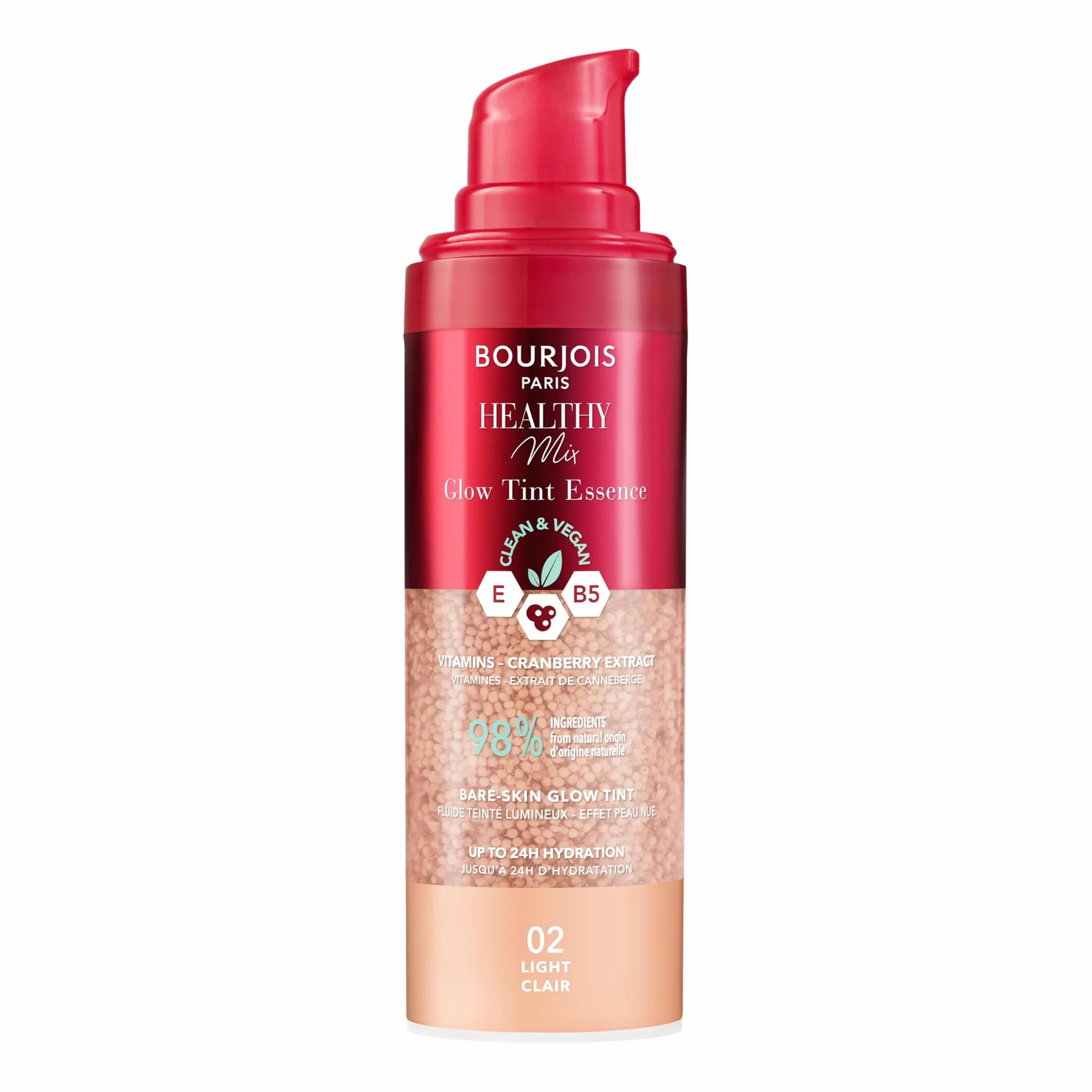 Bourjois Healthy Mix Glow Tint Essence nawilżająca esencja wyrównująca koloryt skóry, 02 Light, 30 ml