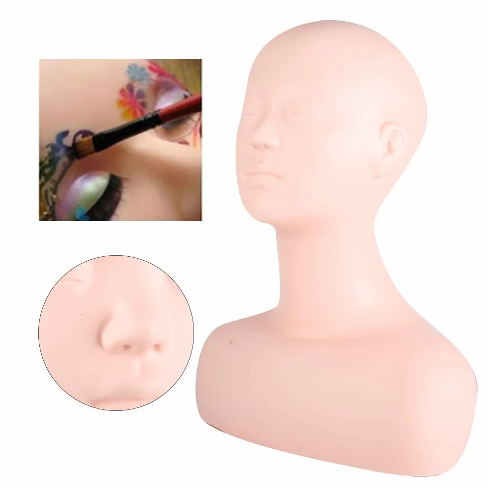 Głowa Manekina, 15,7 X 21,3 Cala PVC Silikonowy makijaż Manekin Twarzy Wielofunkcyjne Manekiny Głowy Manekina z Ramieniem 12,6 Cala, Głowa Peruki Manekiny do Makijażu, Fryzjerzy