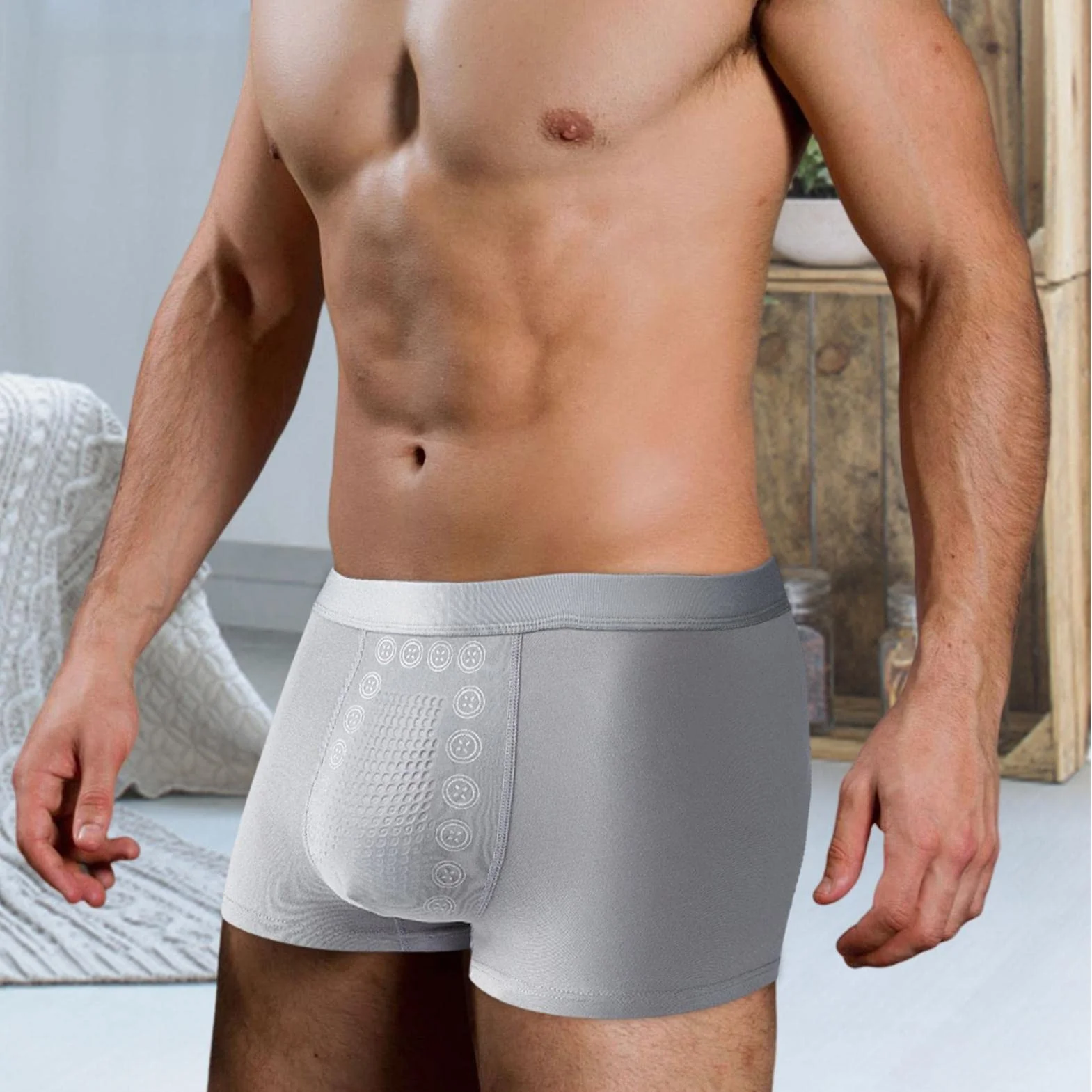 Bokserki Dla M? ?czyzn | Magnetyczna bielizna dla m? ?czyzn lato - Ice Silk Bokserki Krótkie Fitness Sport Bokserki Szybkoschn?ce Vesone